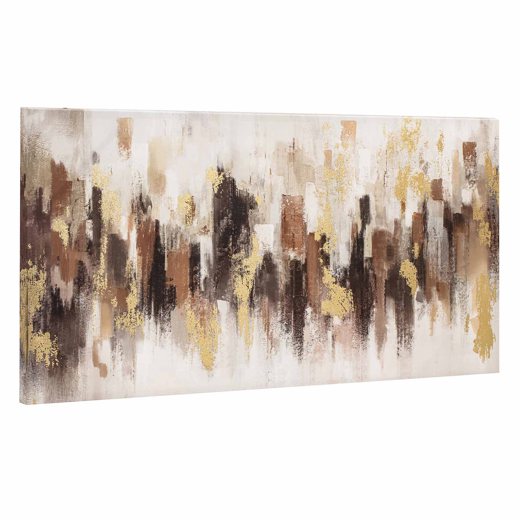 Warm Brown Embellished Abstract Canvas Wall Art, 48x24