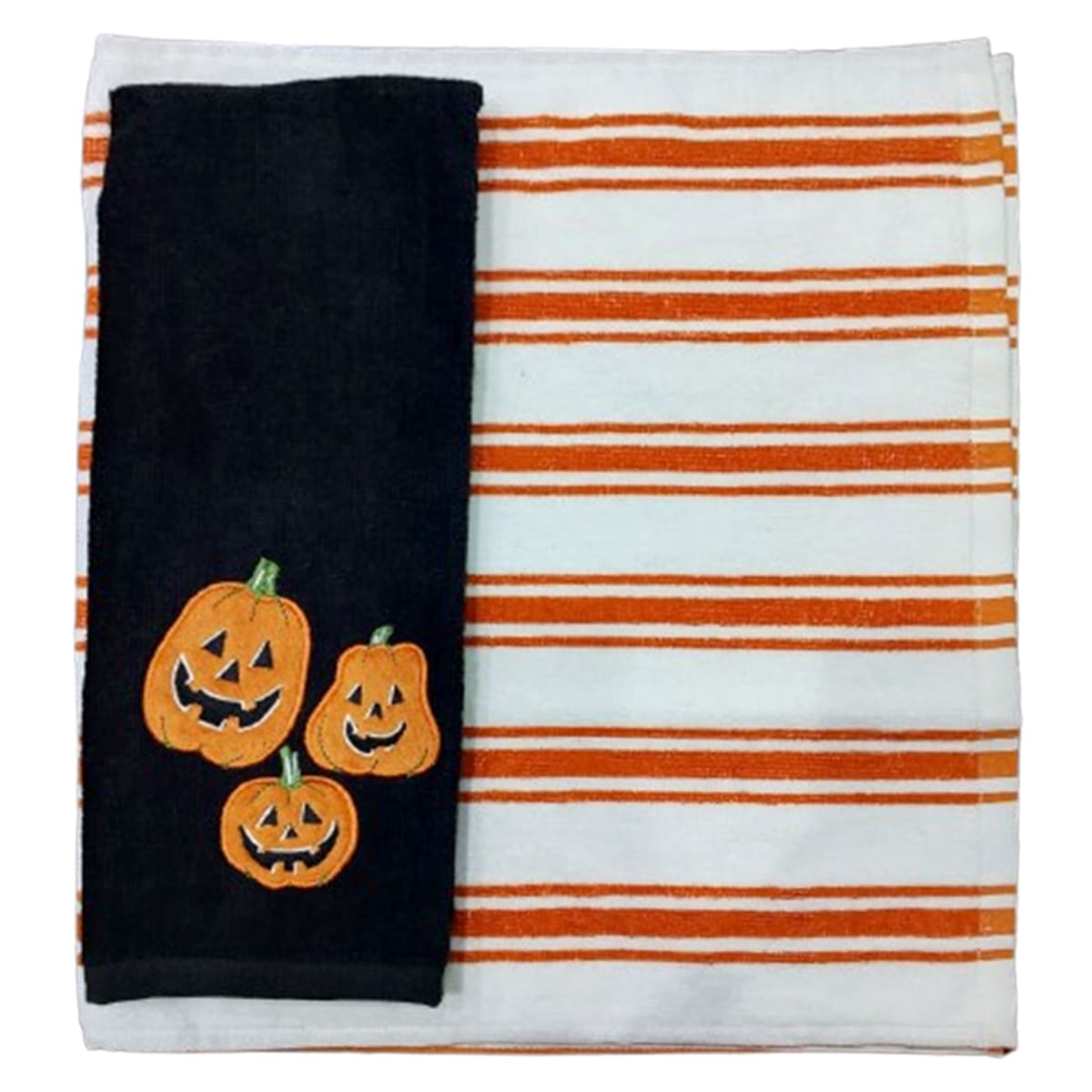 Happy Haunting 2-Pack Embroidered Pumpkins Hand Towels