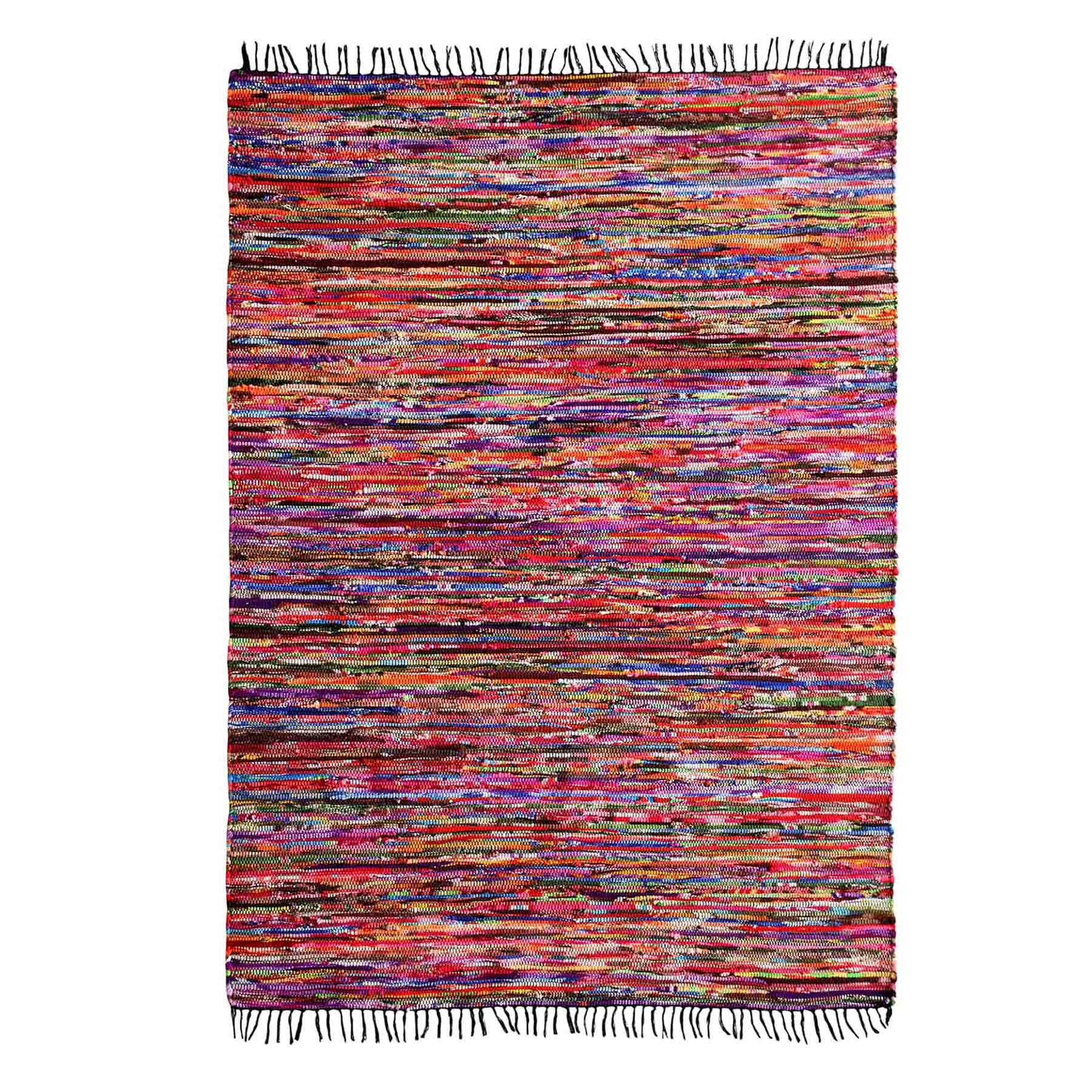 (D410) Polar Chindi Fleece Multicolor Area Rug, 5x7