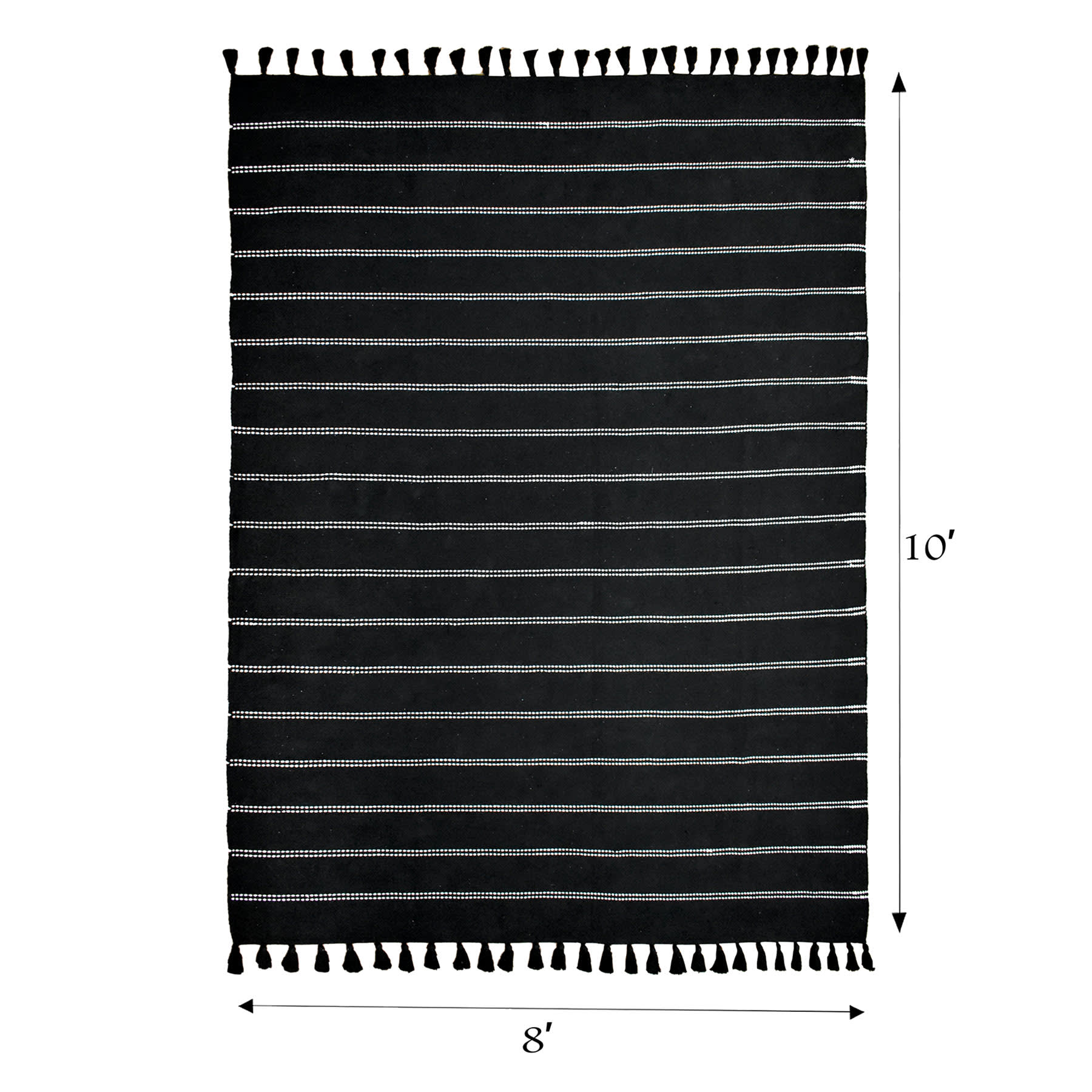 (D582) Honeybloom Black Striped Woven Area Rug, 8x10