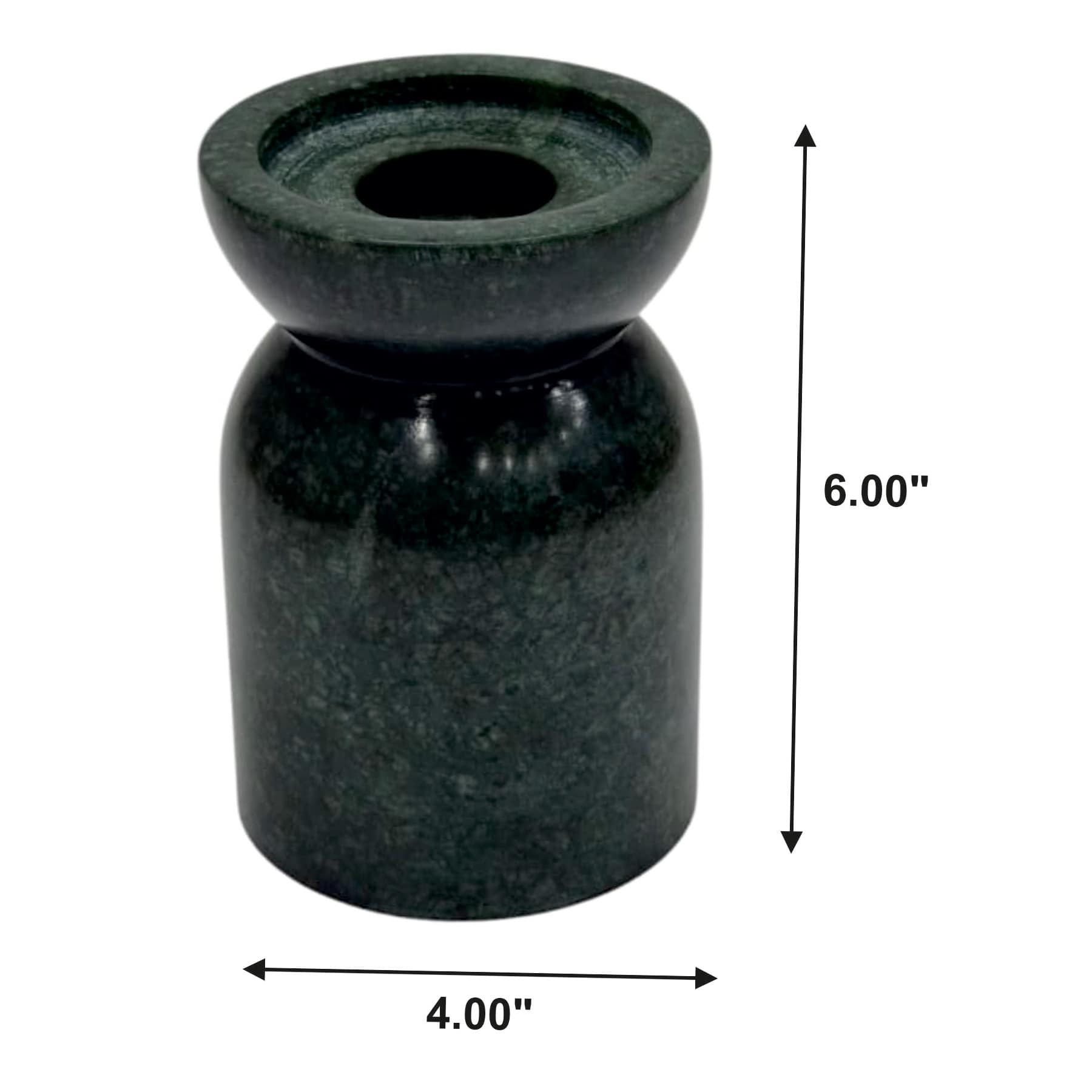 Green Marble Pillar Candle Holder, 6"