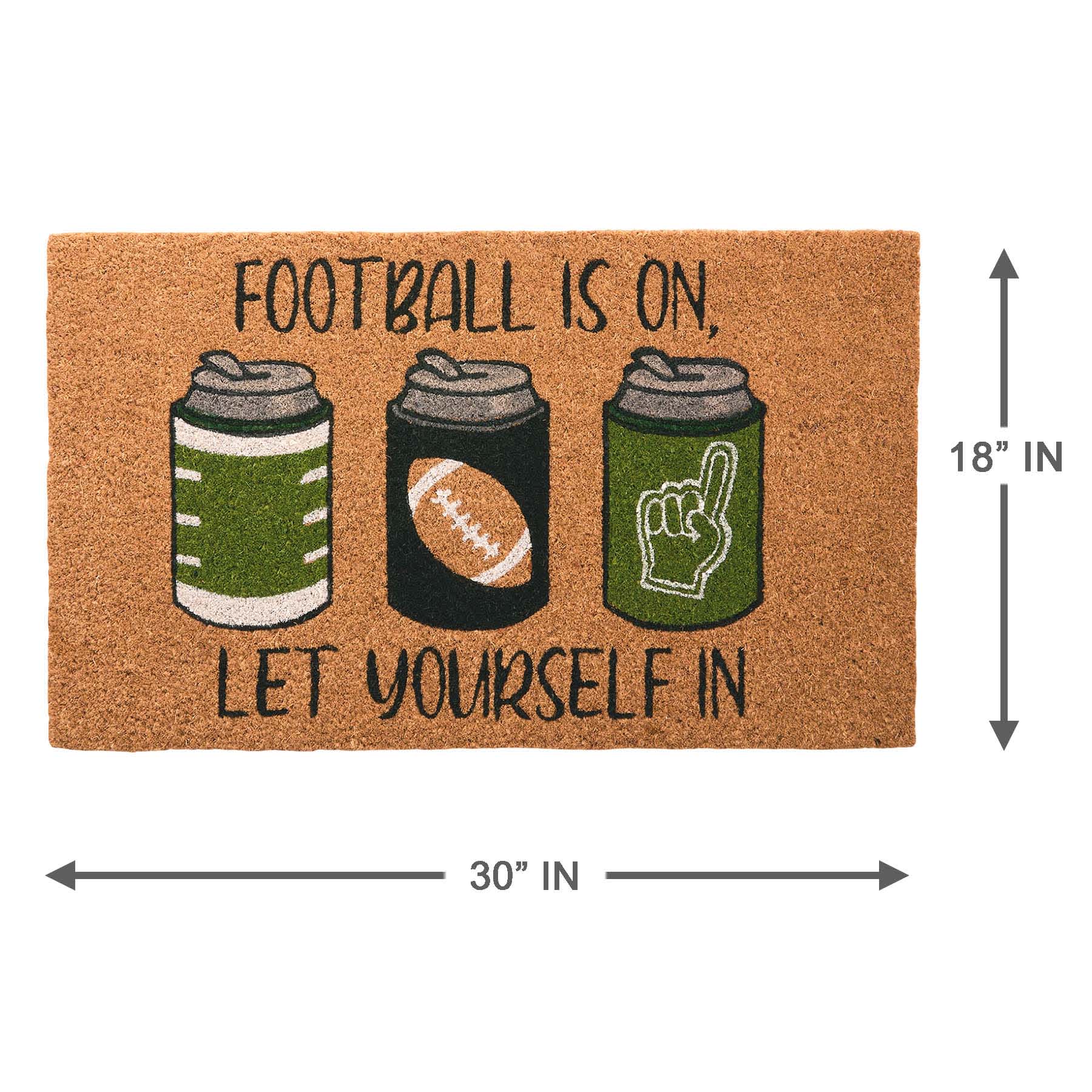Homespun Harvest Football Is On Coir Mat, 18x30