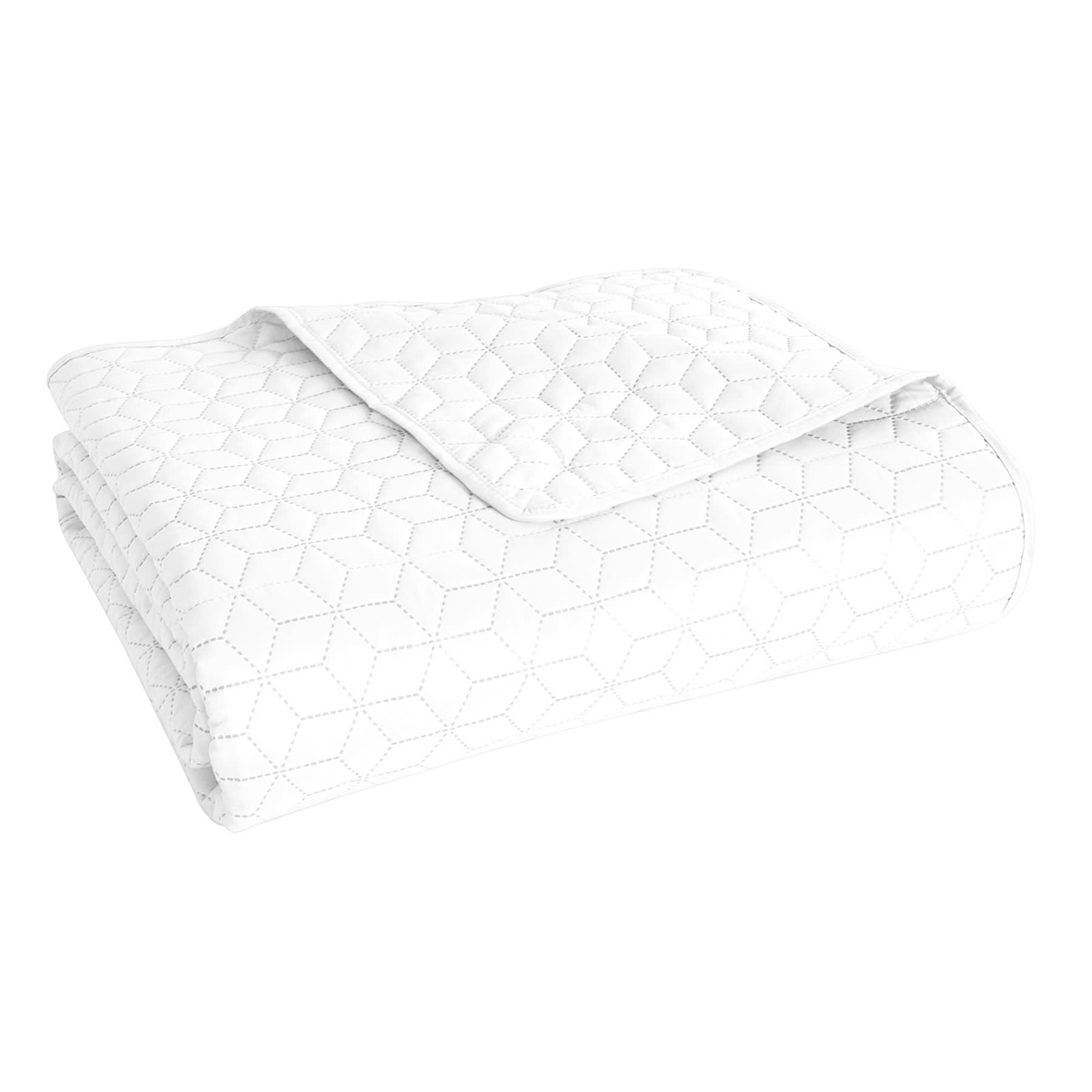 White Geometric Pinsonic Quilt, Twin/Twin XL