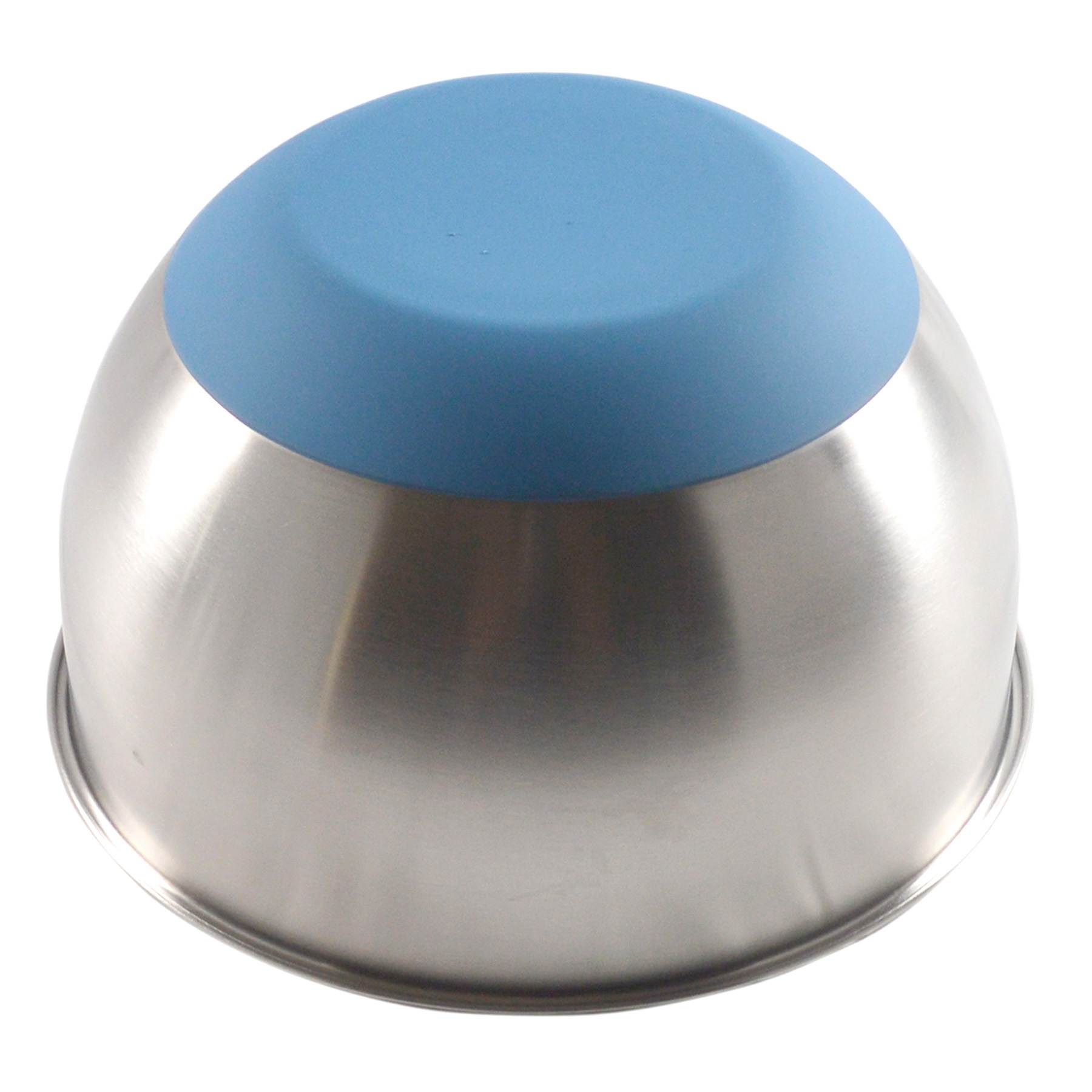 Stainless Steel Mixing Bowl with Blue Non-Skid Base, 5qt
