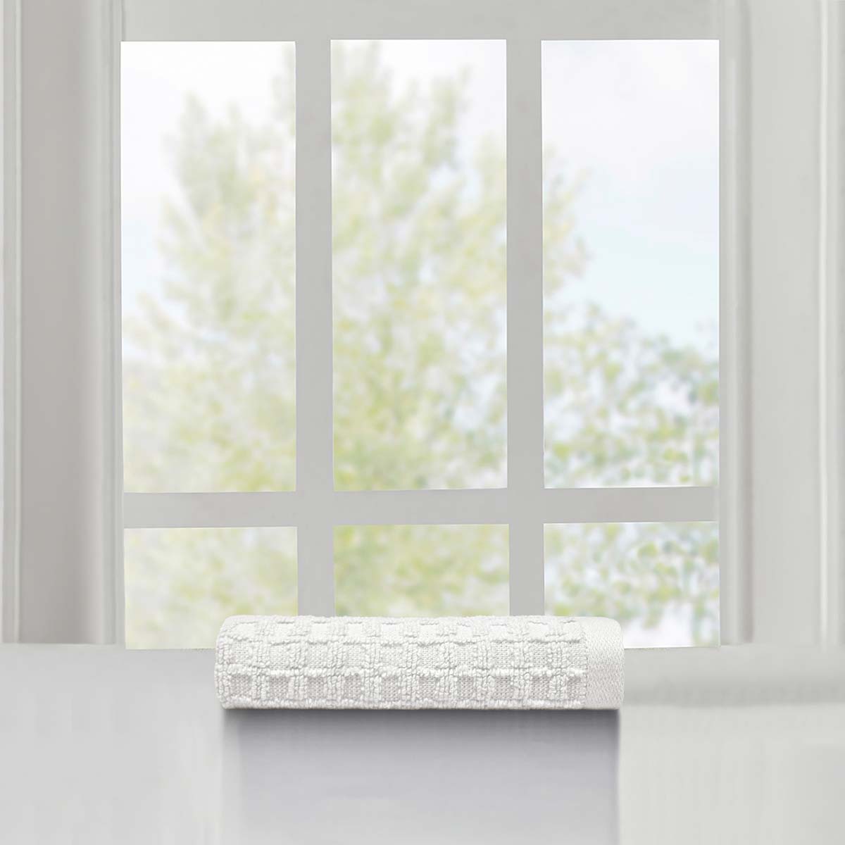 Crosby St. White Terry Waffle Cotton Washcloth, 13"