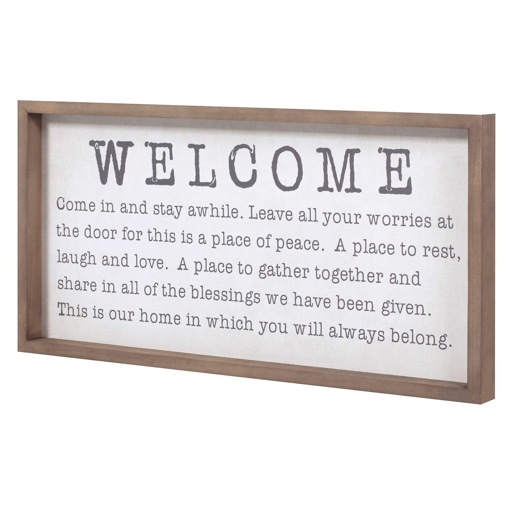 Honeybloom Framed Welcome Sentiment Canvas Wall Sign, 20x10