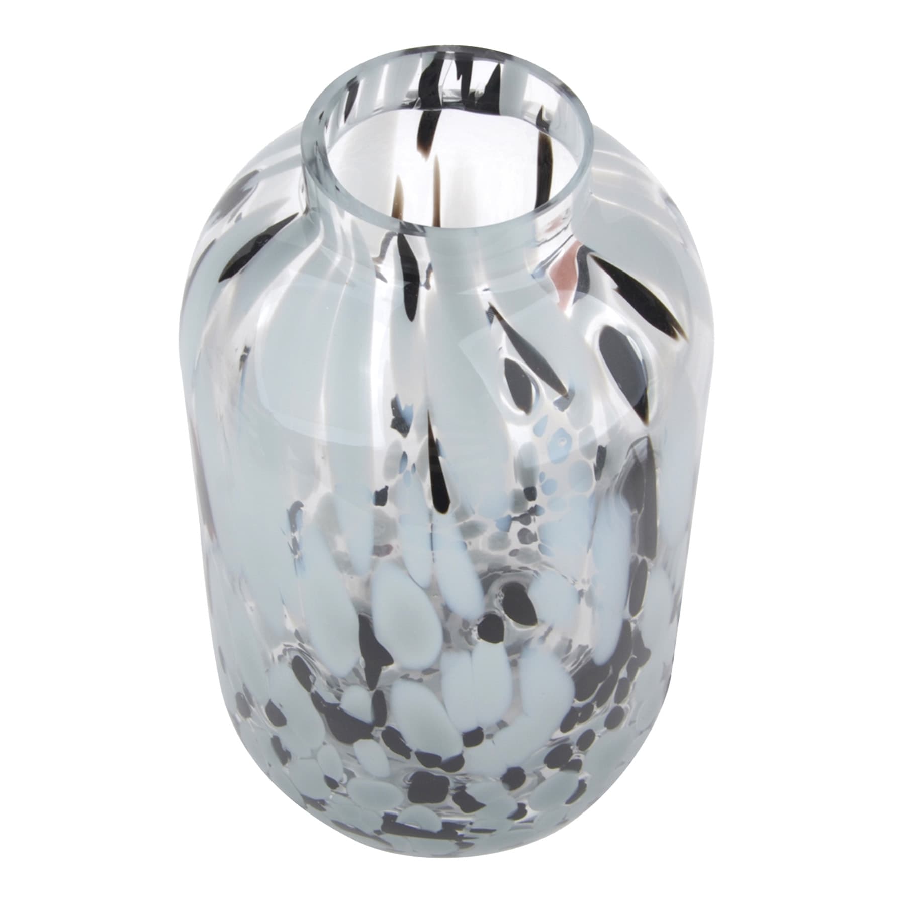 Black & Grey Dotted Glass Vase, 9.7"