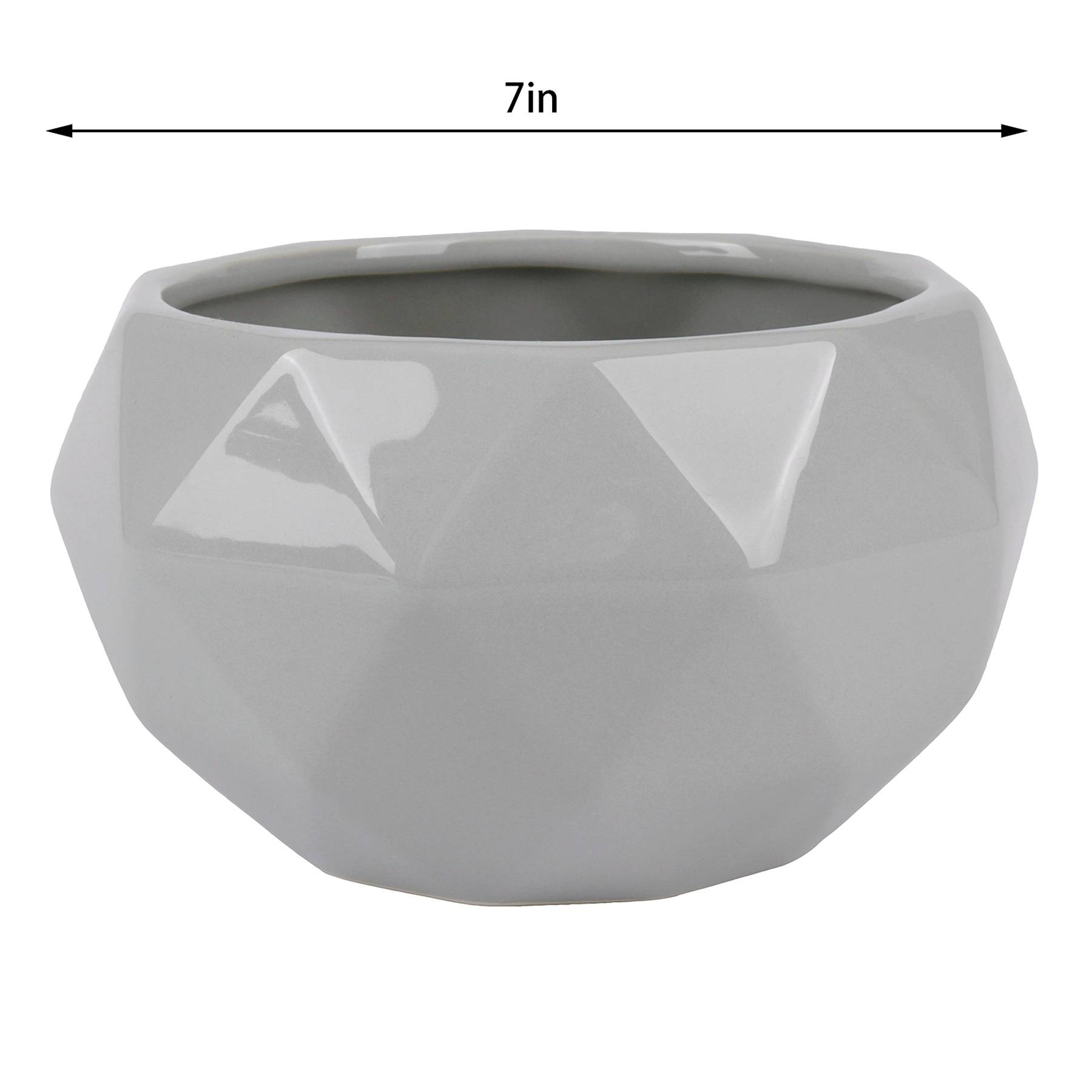 Crosby St. Indoor Grey Geometric Planter, 6.7"
