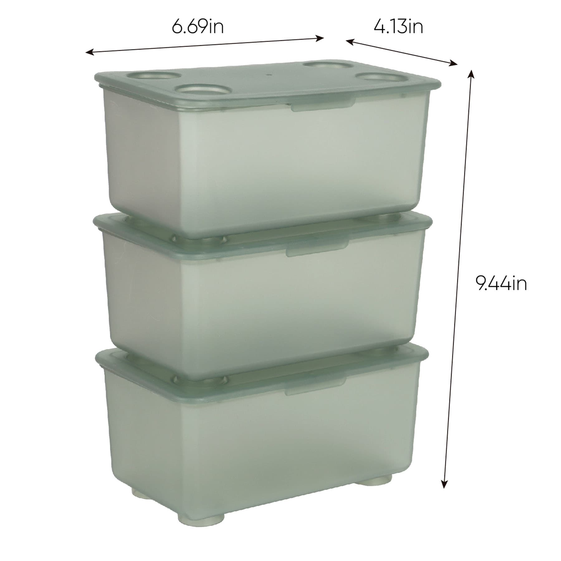 3-Pack Mini Stacking Storage Box, Grey