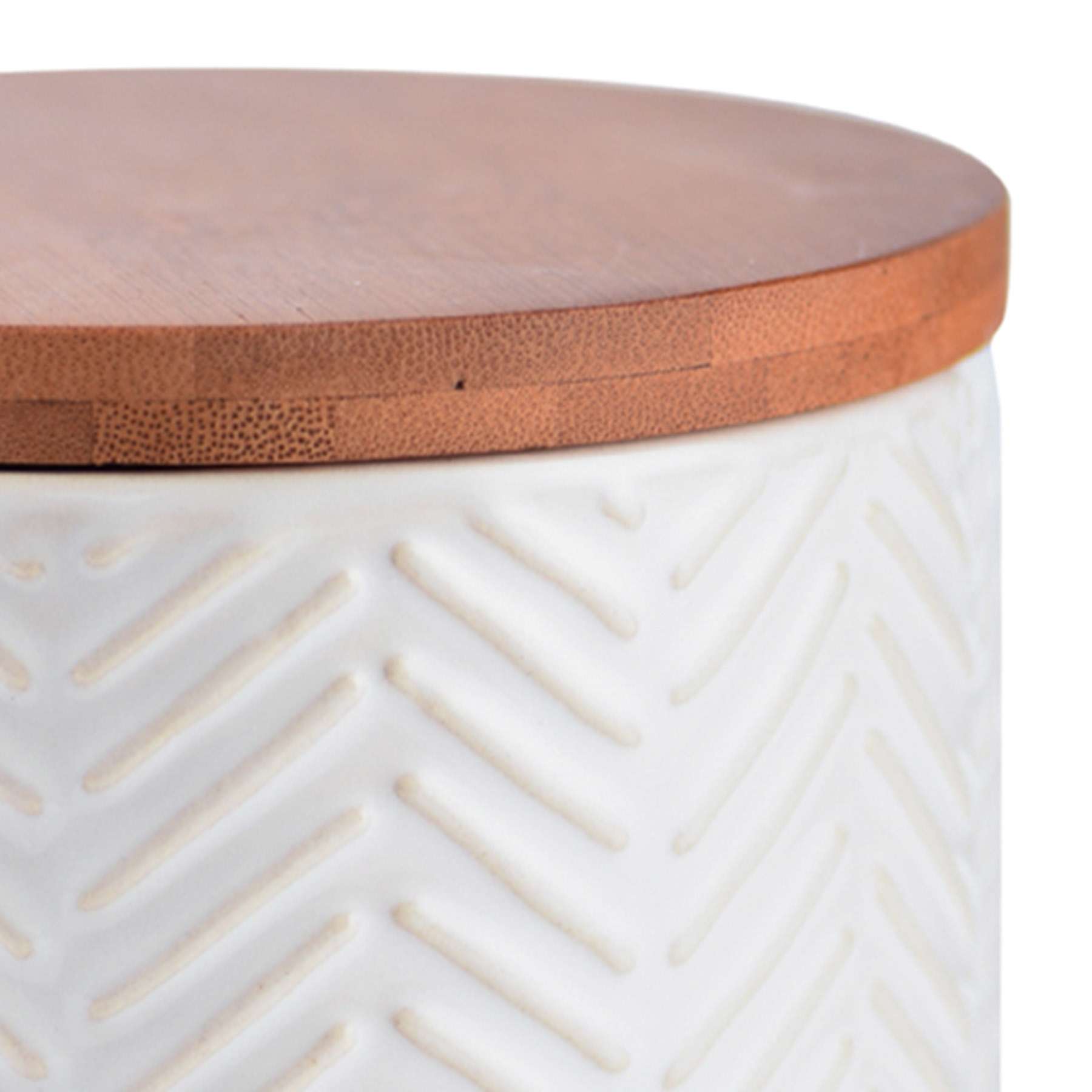 White Chevron Embossed Canister, 5"