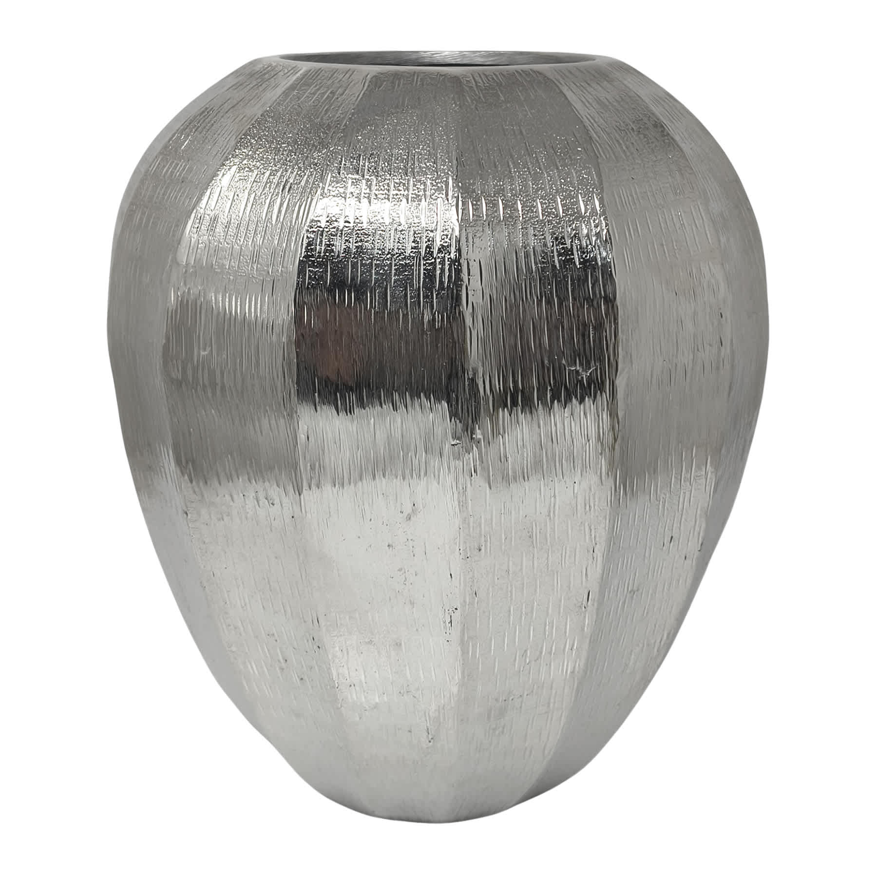 Hammered Silver Aluminum Vase, 11"