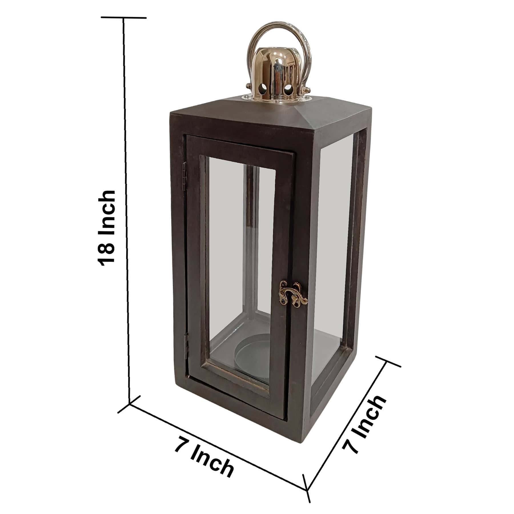 Cole Black Wooden Lantern, 18"