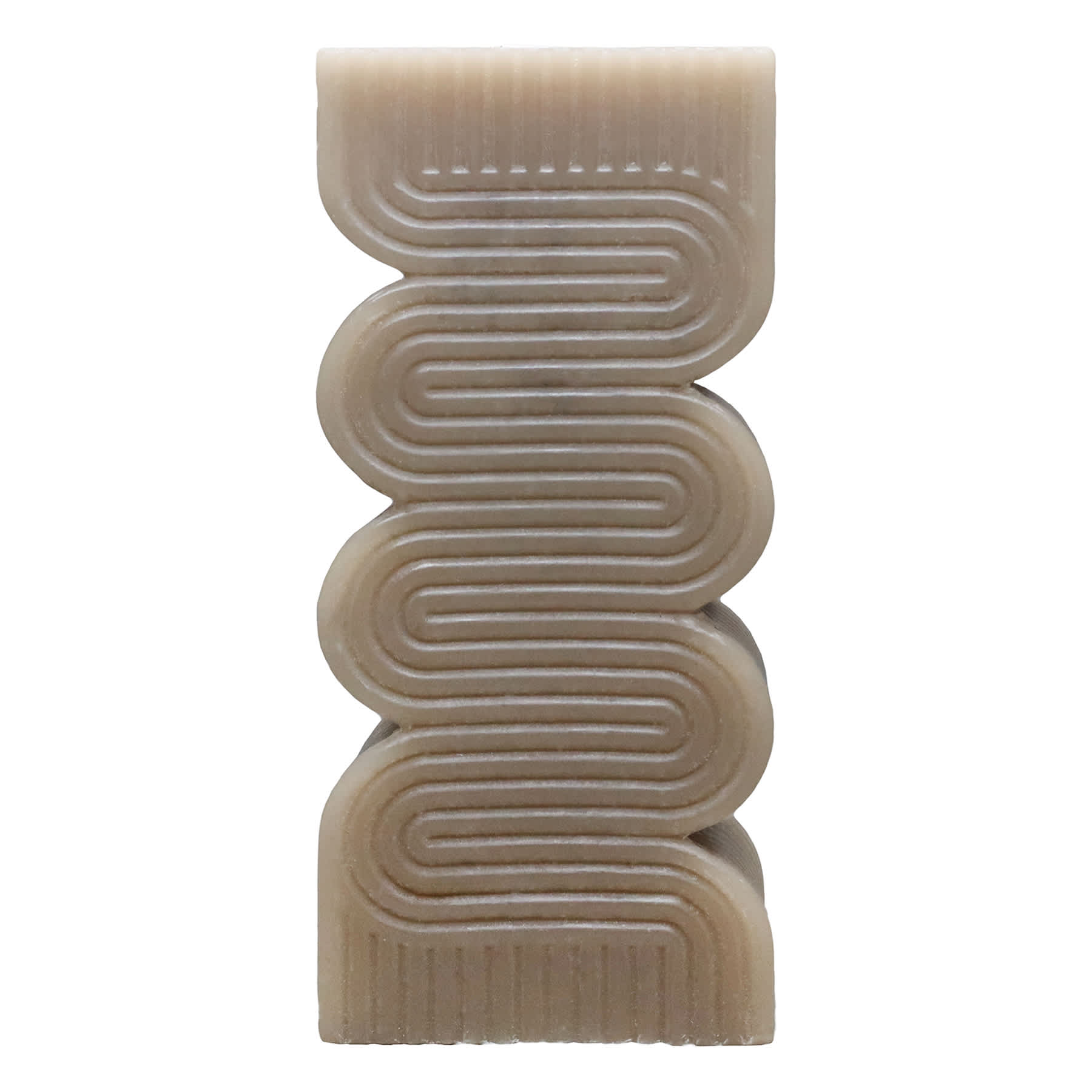 Crosby St. Brown Unscented Modern Wavy Pillar Candle, 3x8