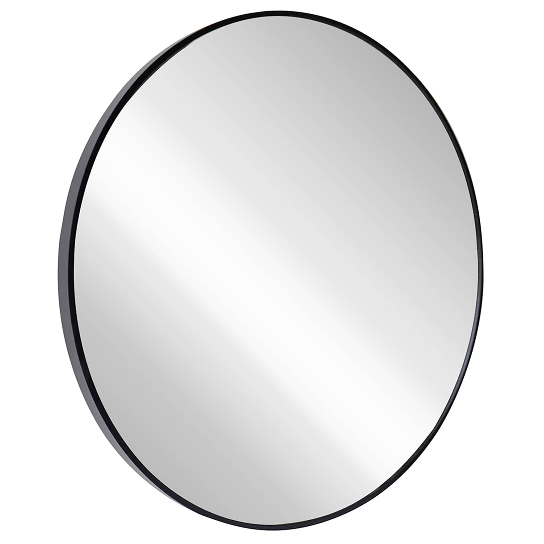 Black Round Wall Mirror, 24"