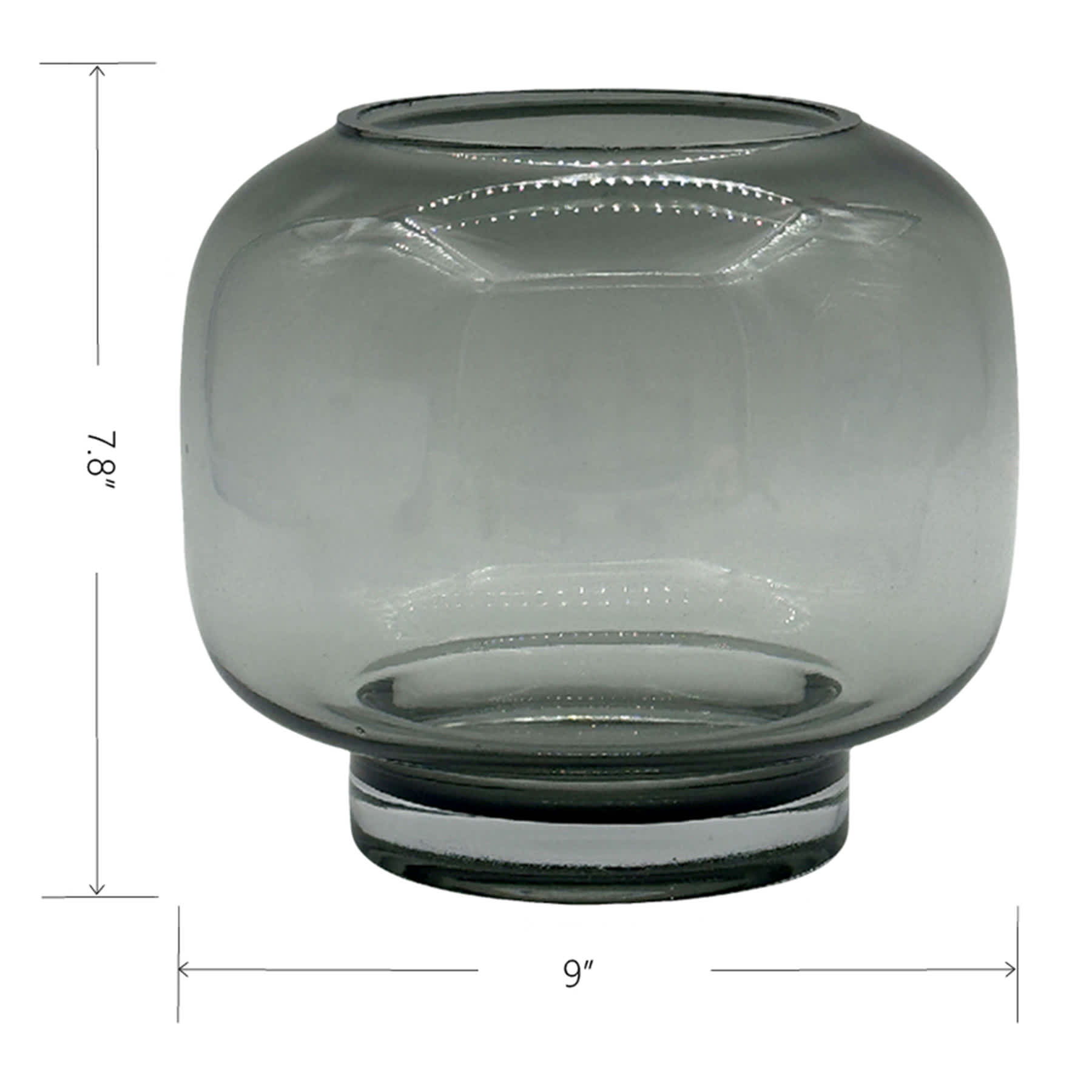 Smoke Glass Hurricane, 8"