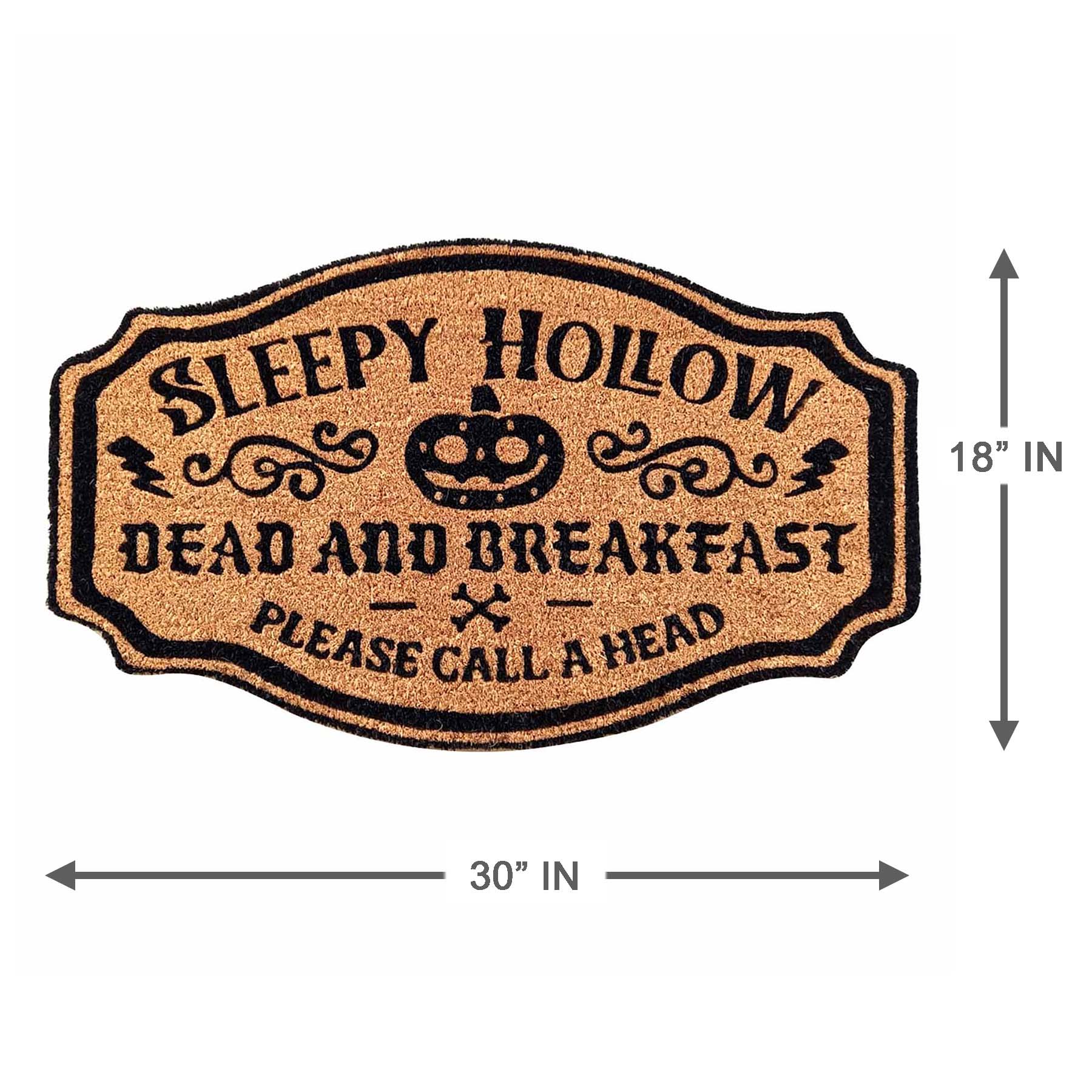 Sleepy Hollow Dead & Breakfast Shaped Coir Mat, 18x30