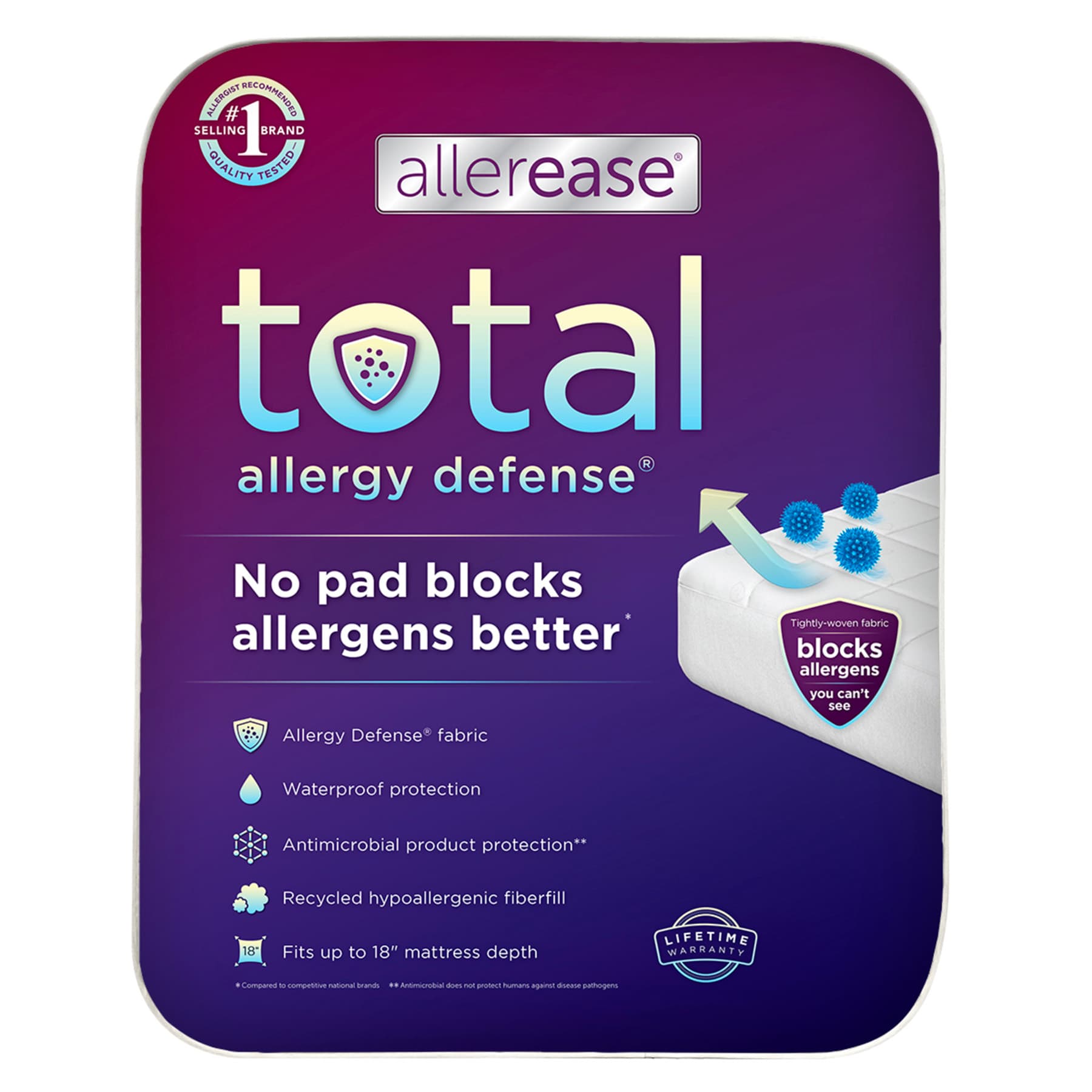 Allerease Total Allergy Defense Mattress Pad, Queen