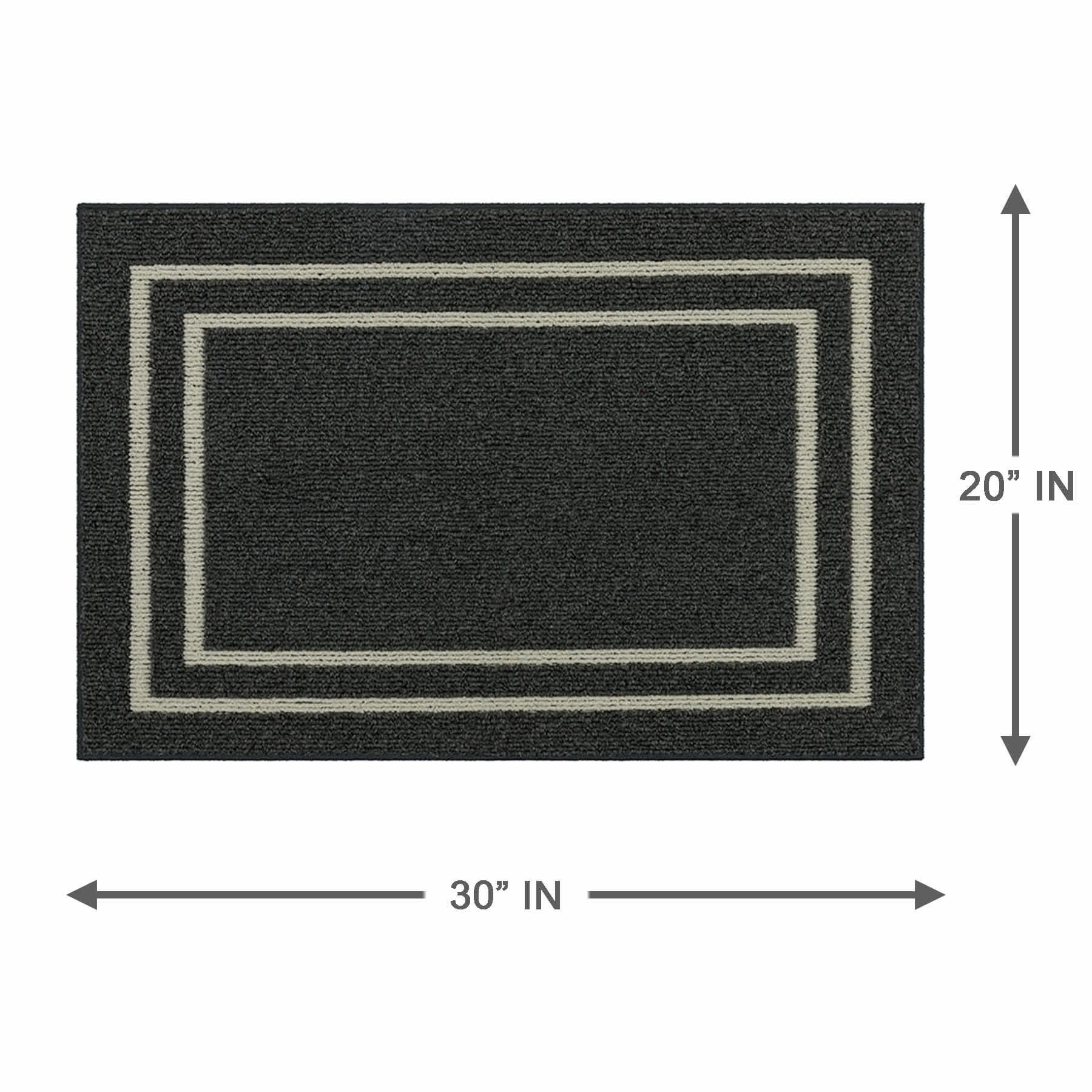 Charcoal Double Border Washable Tufted Accent Rug, 20x30