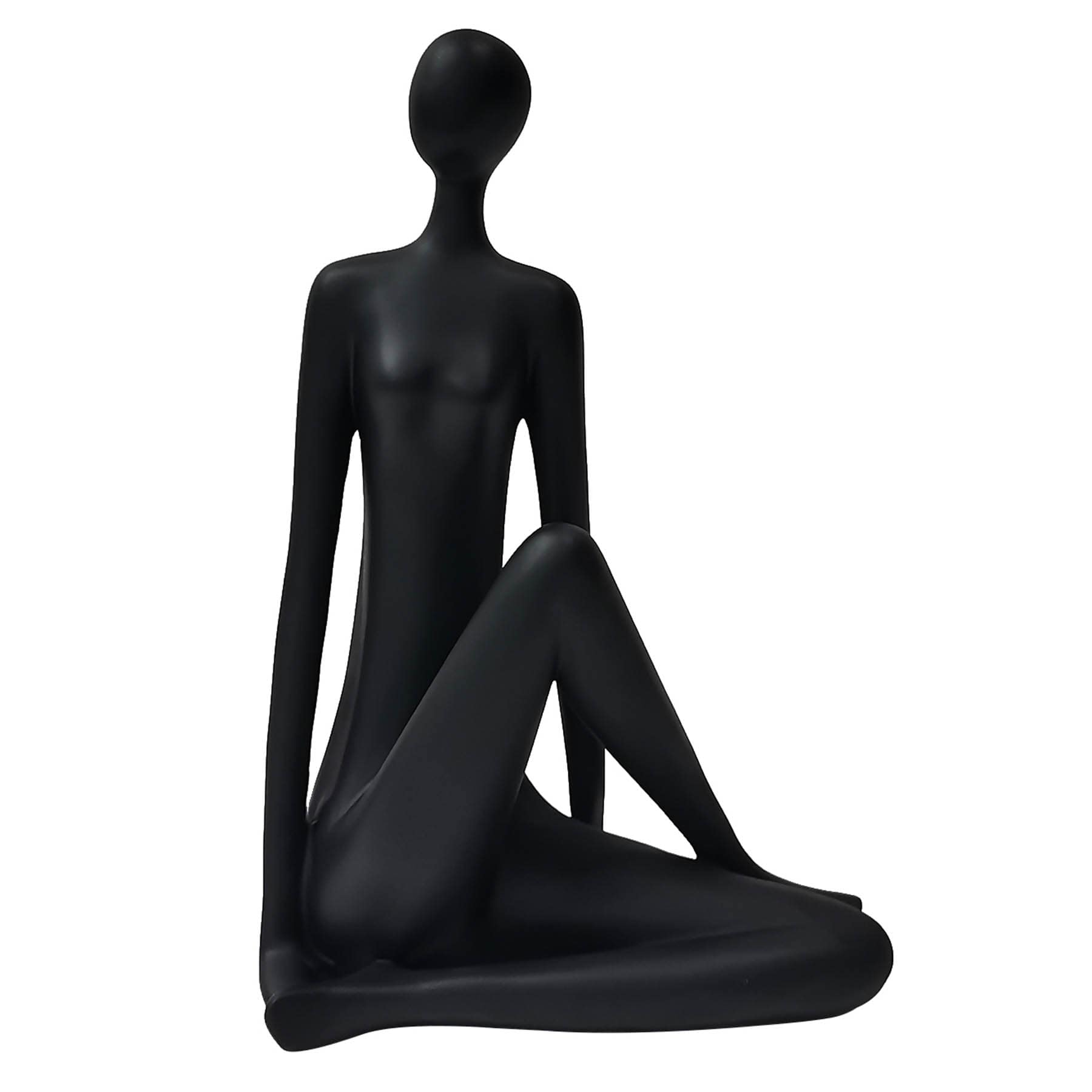 Matte Black Yoga Pose Sculpture, 14"