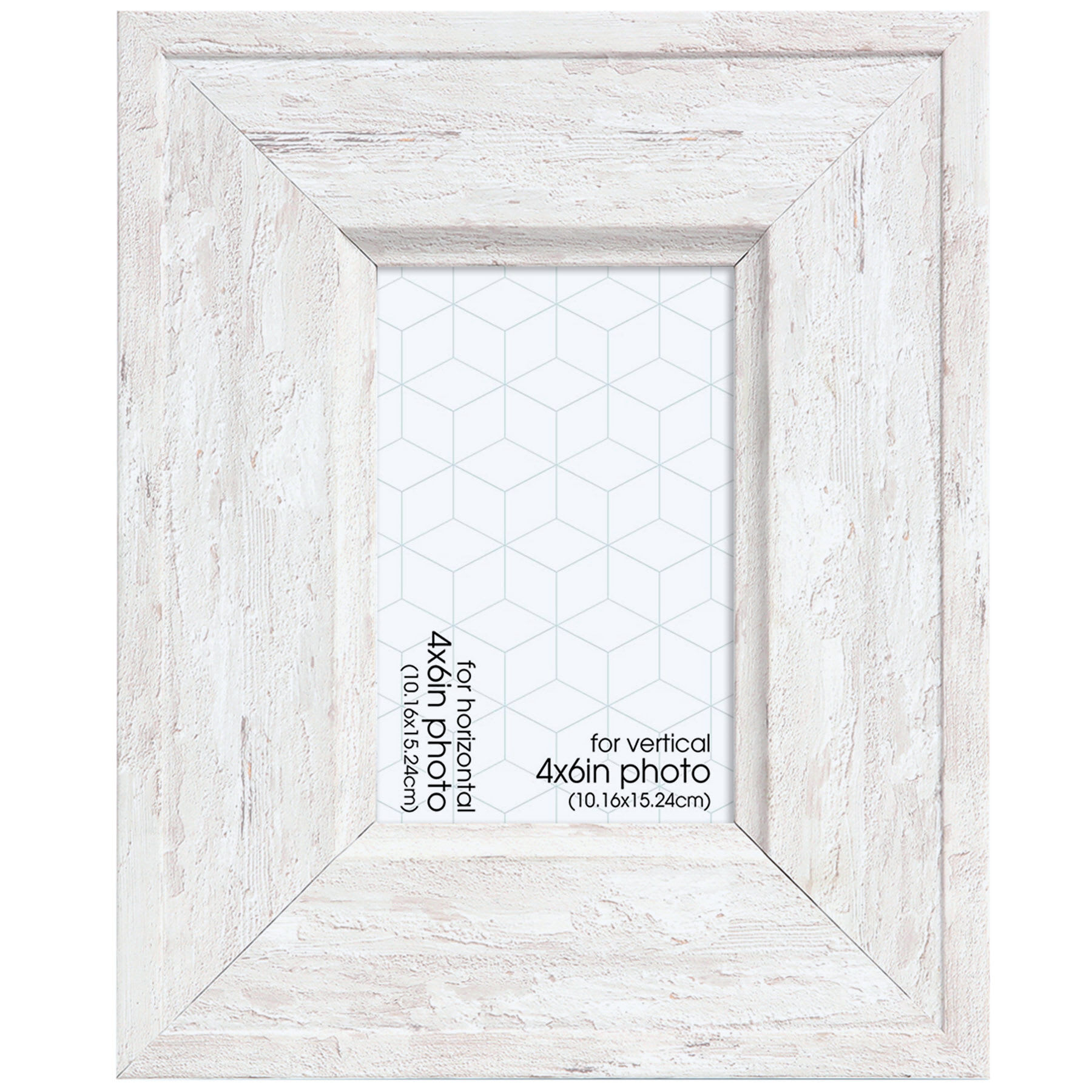 Wide Distressed White Tabletop Picture Frame, 4x6
