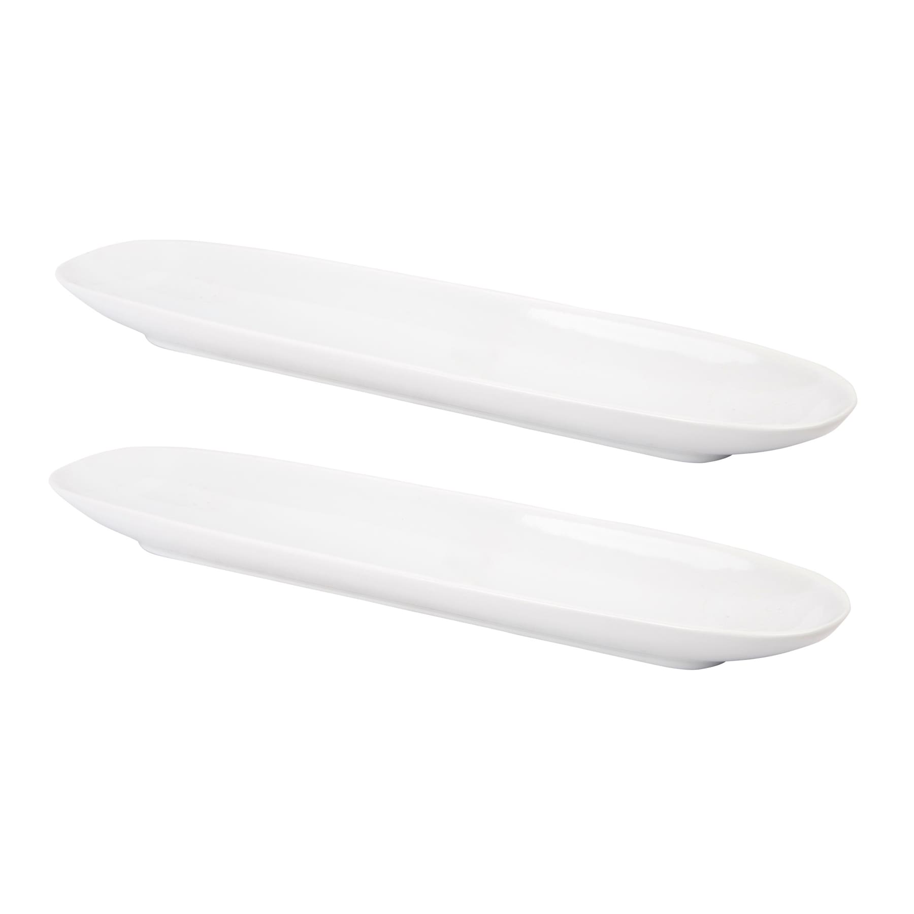 Set of 2 White Porcelain Oval Tray, 13"
