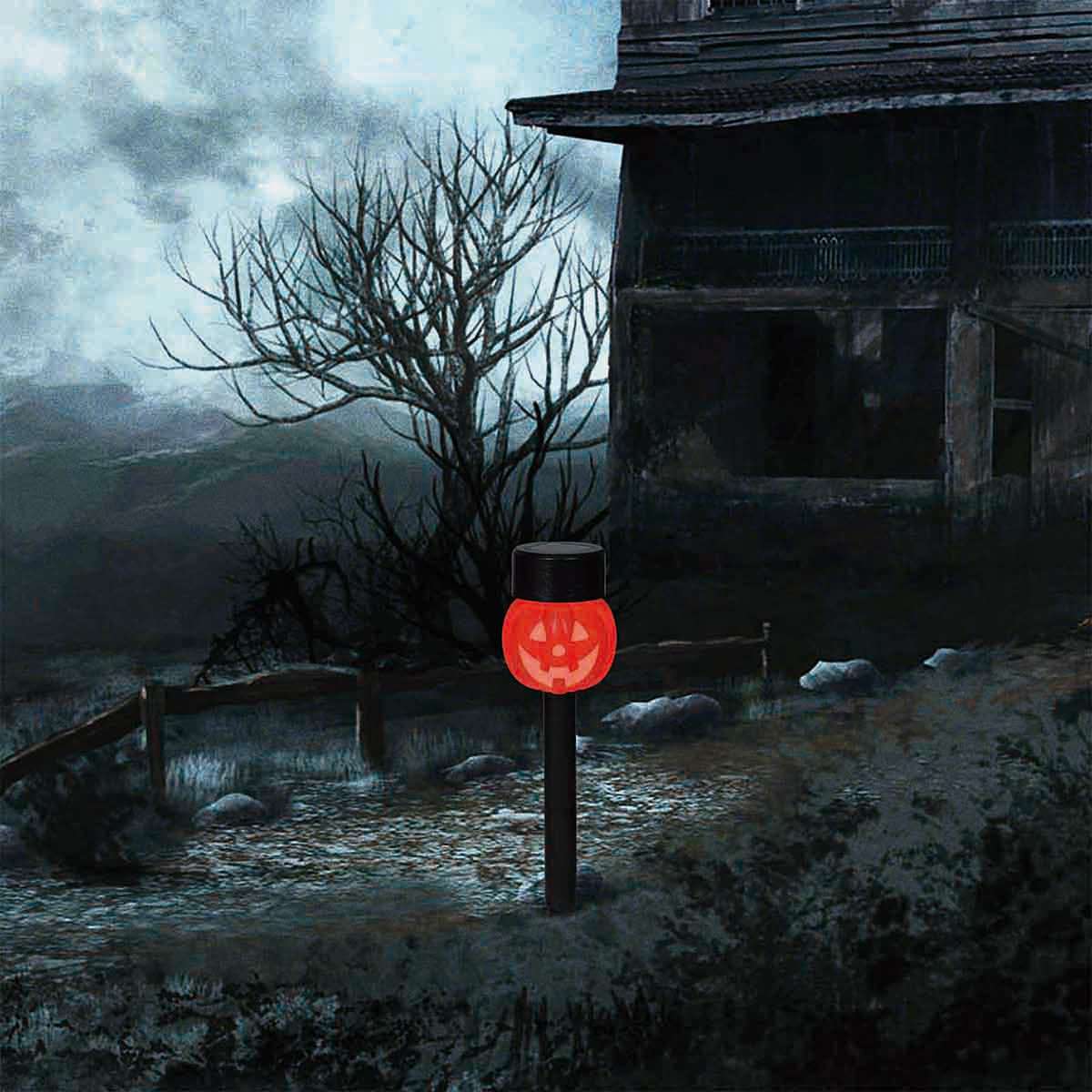 Solar Flicker Flame Pumpkin Pathway Light, 13"