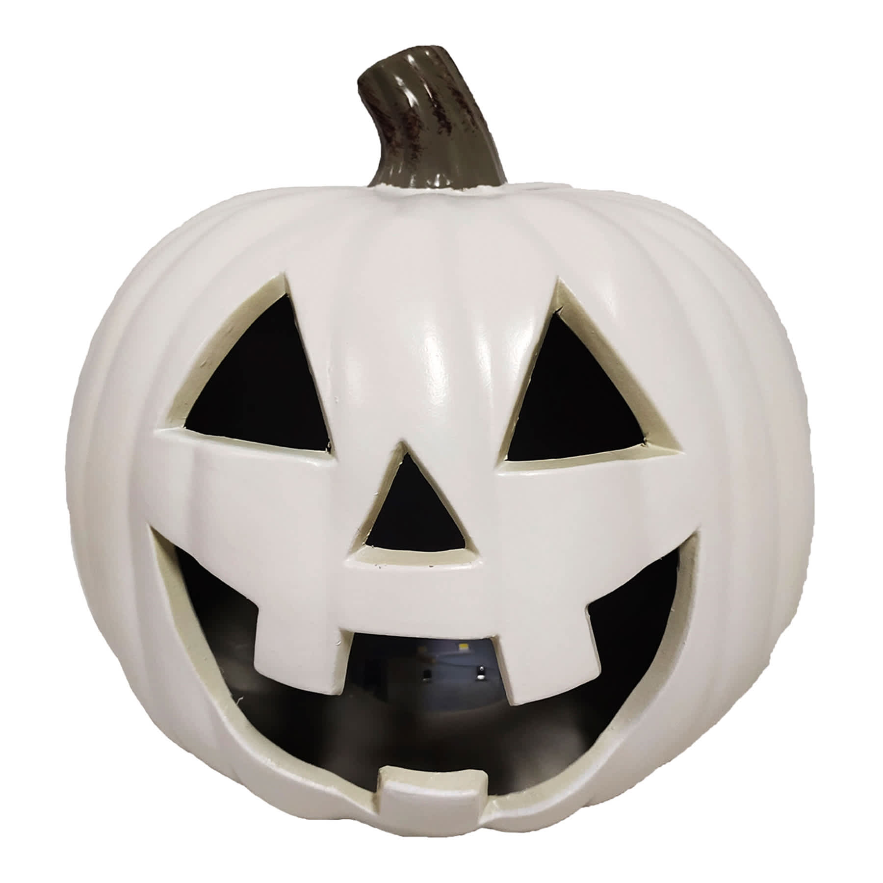Halloween White Blow Mold Pumpkin, 8.3"