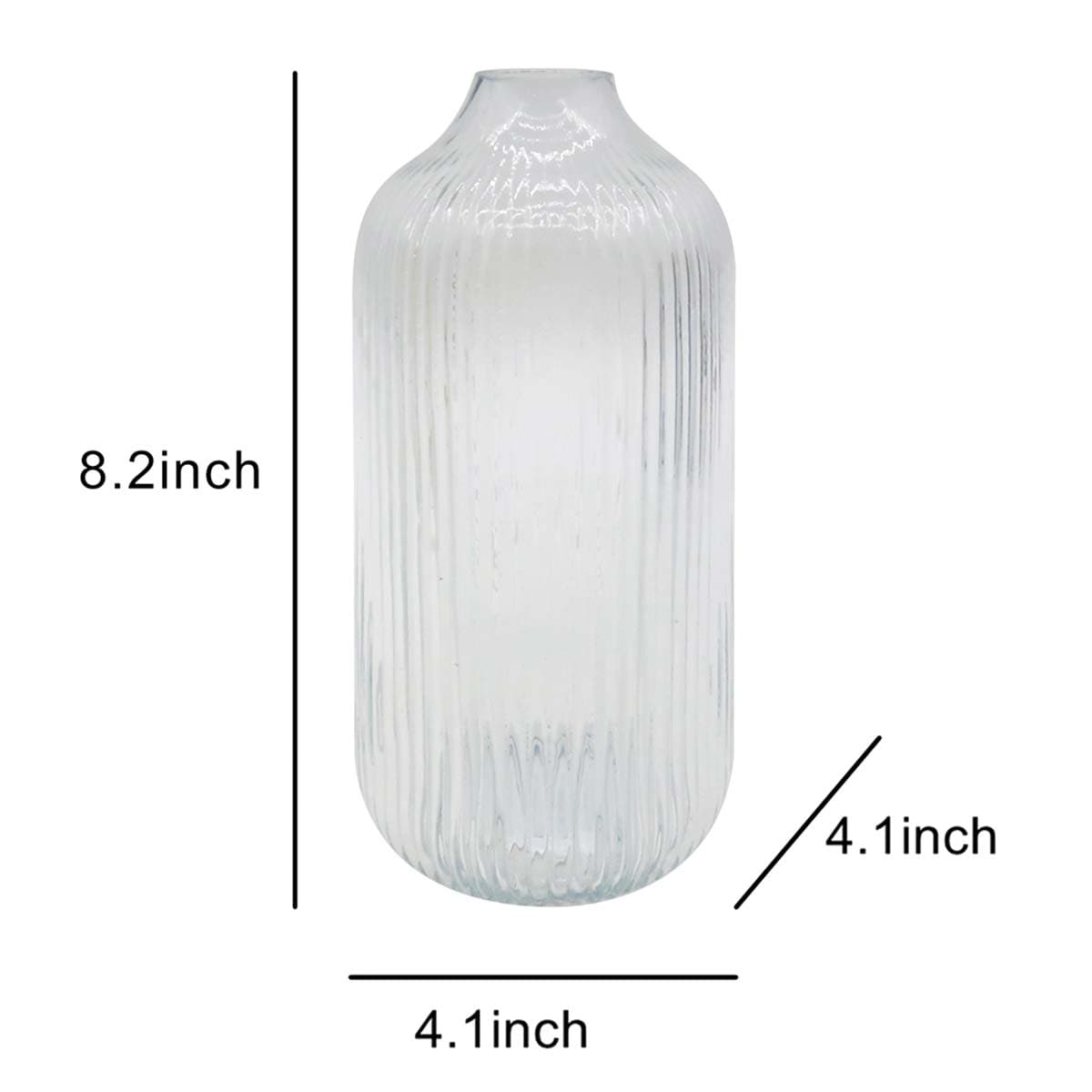 8In Ribbed Clear Short Stem Glass Vase