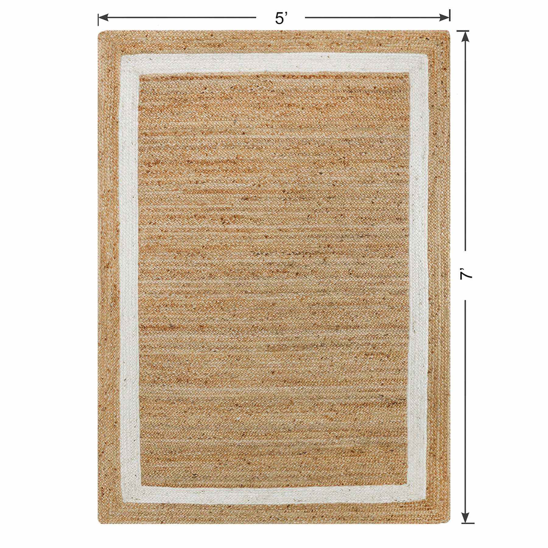 (B728) Providence Kinsey Natural Border Area Rug, 5x7