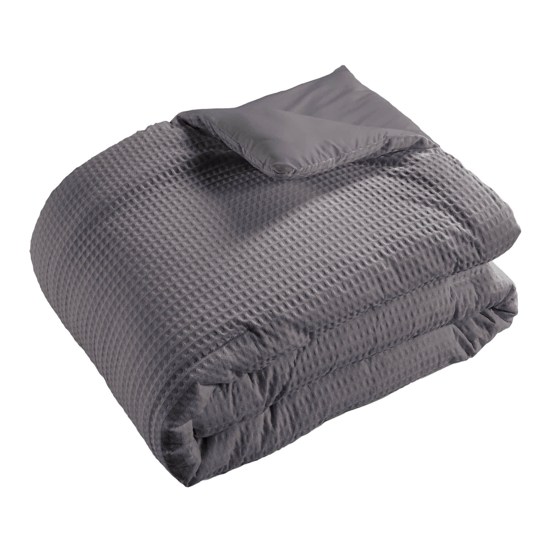 Crosby St. 3-Piece Grey Washed Cotton Waffle Comforter Set, Full/Queen