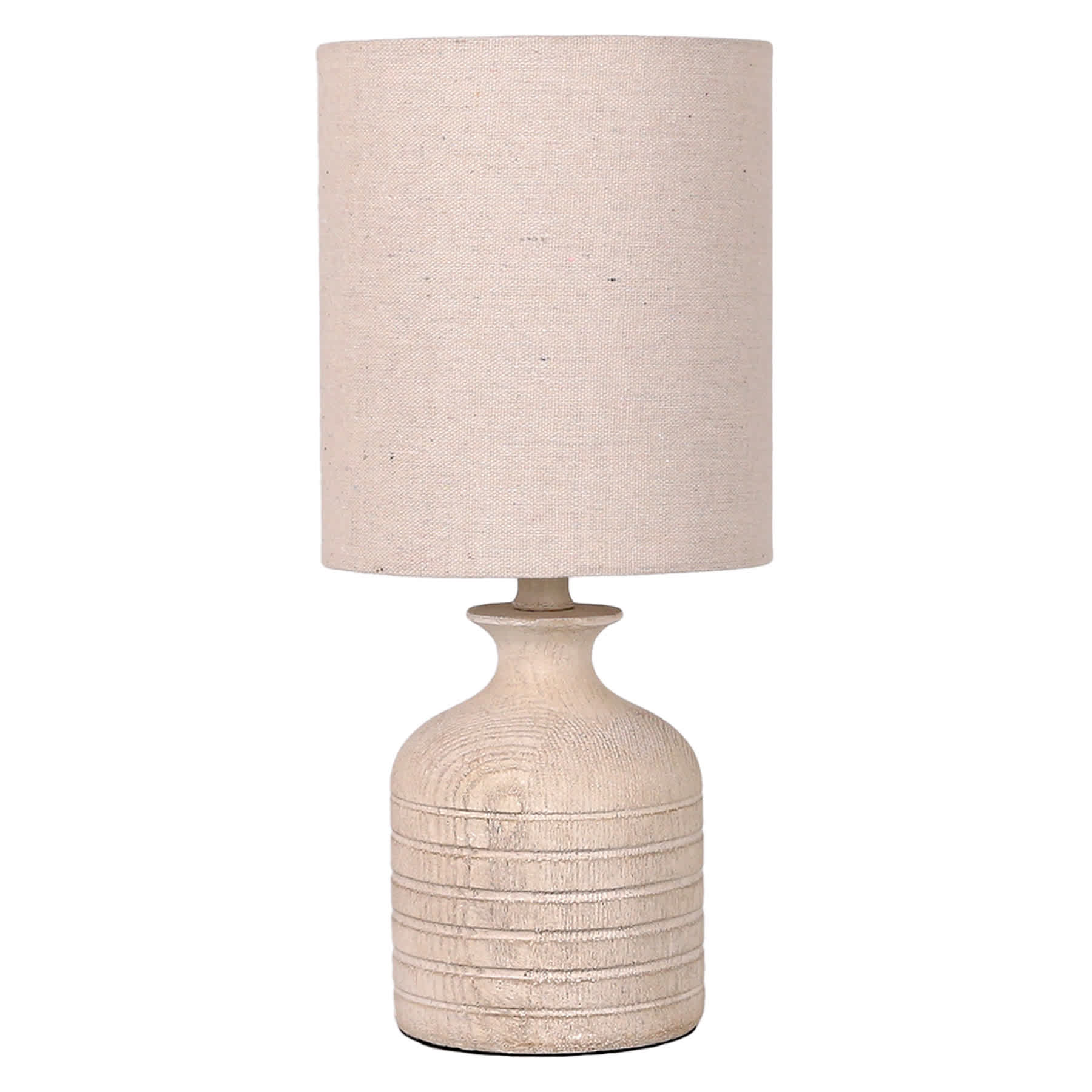 Whitewash Wood Finish Mini Table Lamp with Shade, 12"