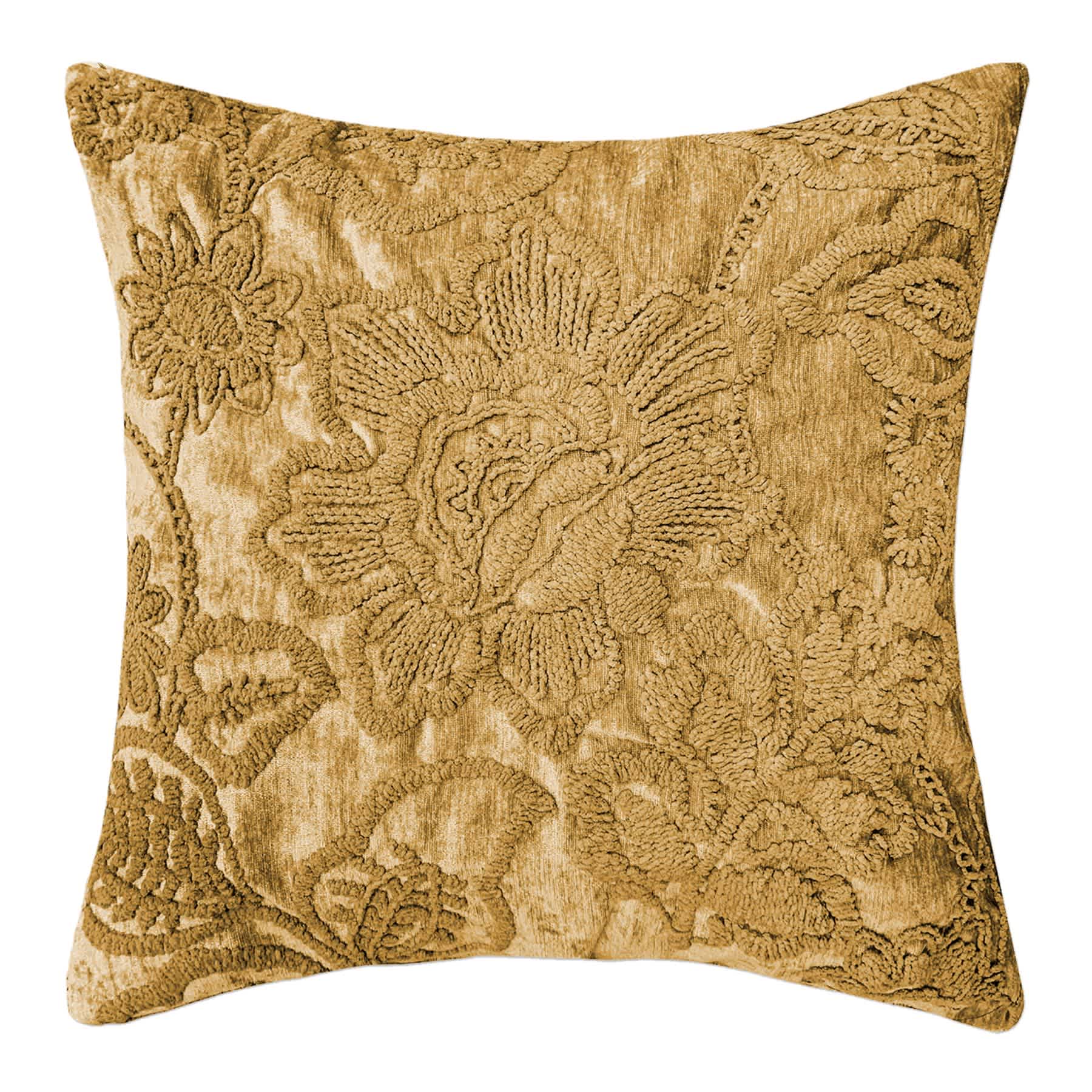 Frannie Yellow Floral Embroidered Throw Pillow, 18"