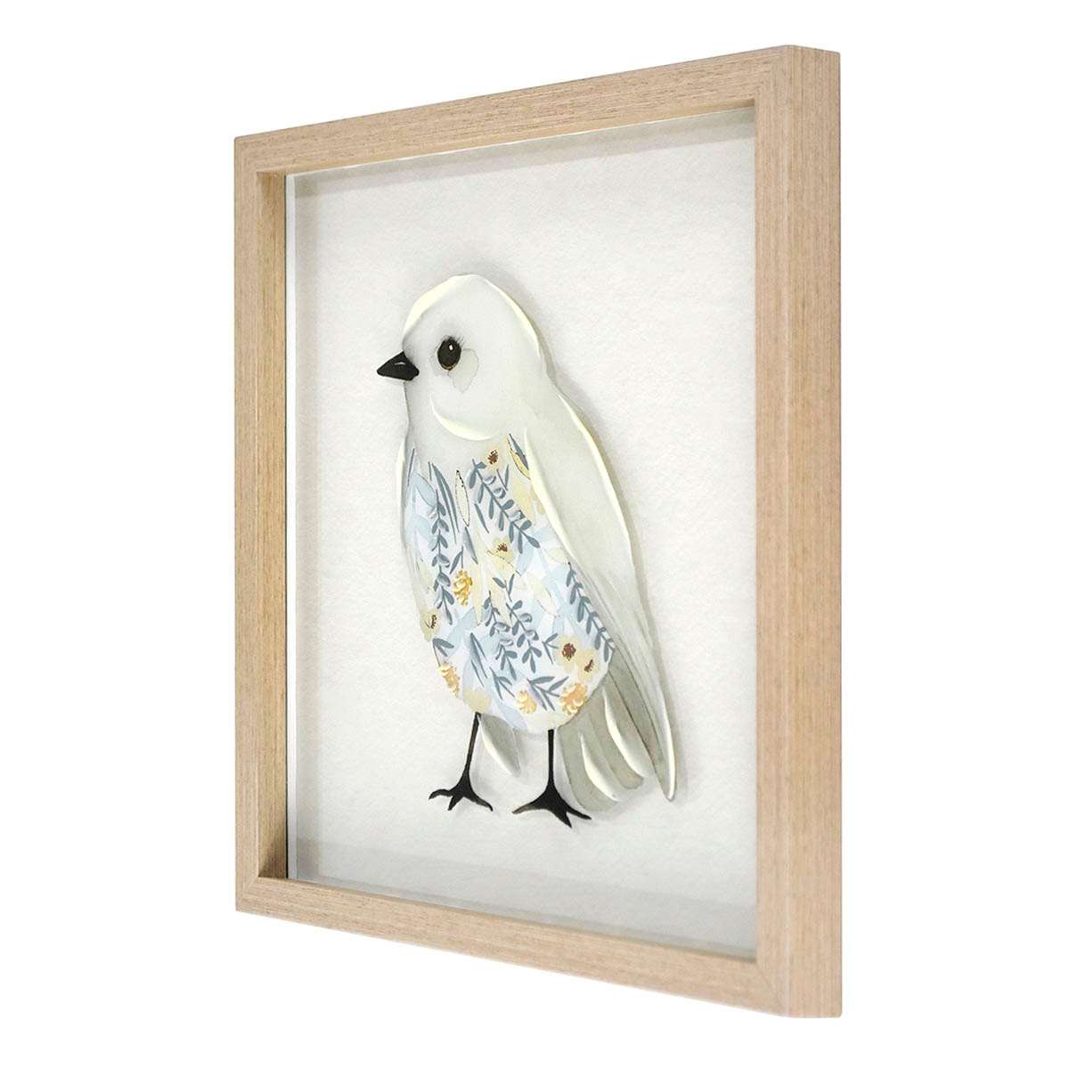 Honeybloom Glass Framed Bird Print Wall Decor, 12"