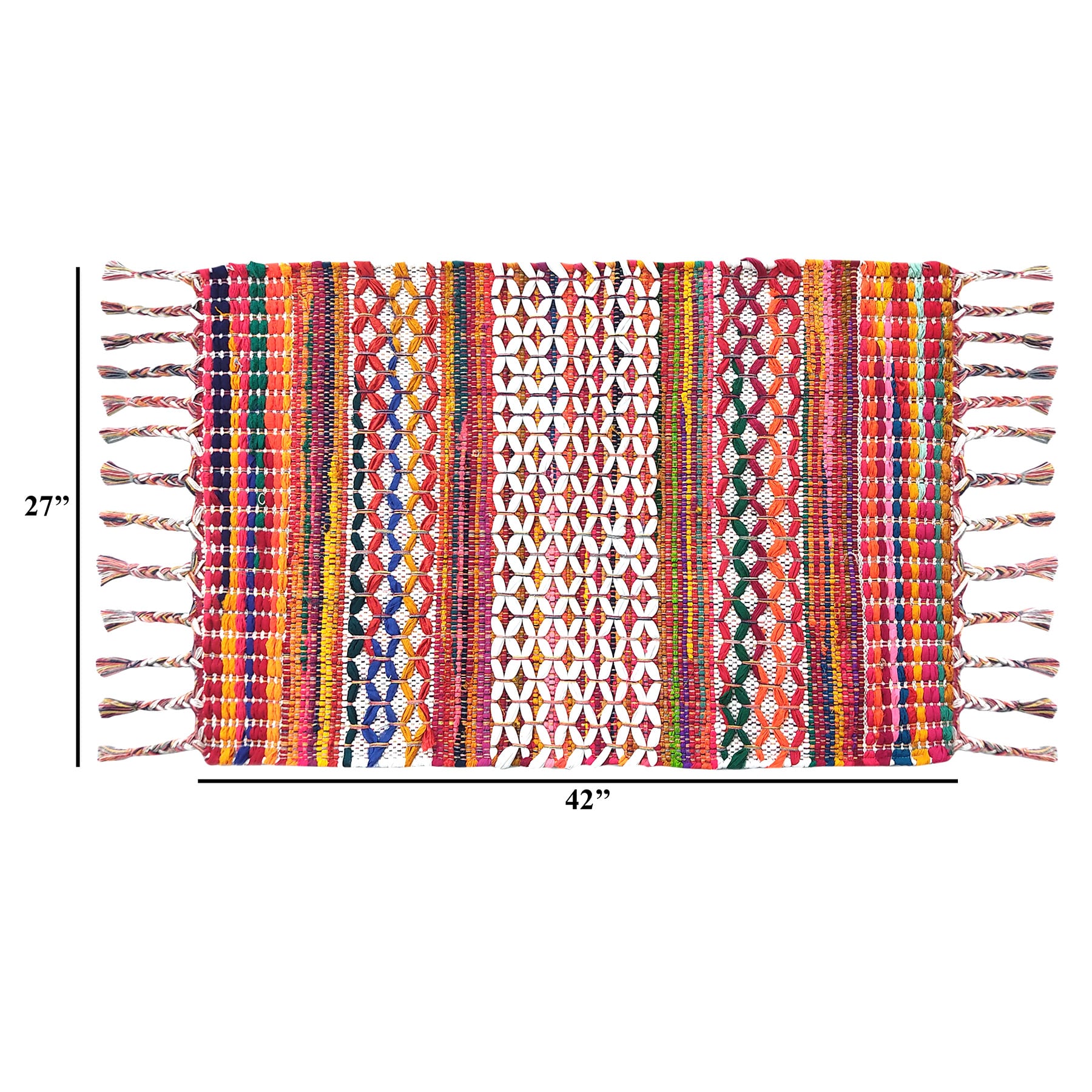 Multicolor Hand Woven Chindi Accent Rug, 27x42