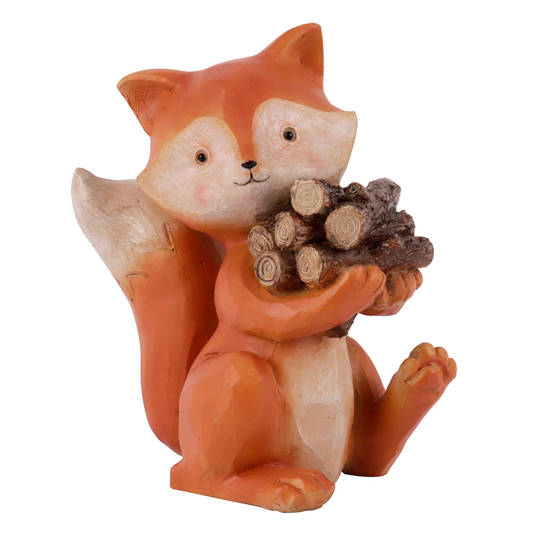 Campfire Fox with Firewood Outdoor Garden Statue, 8"