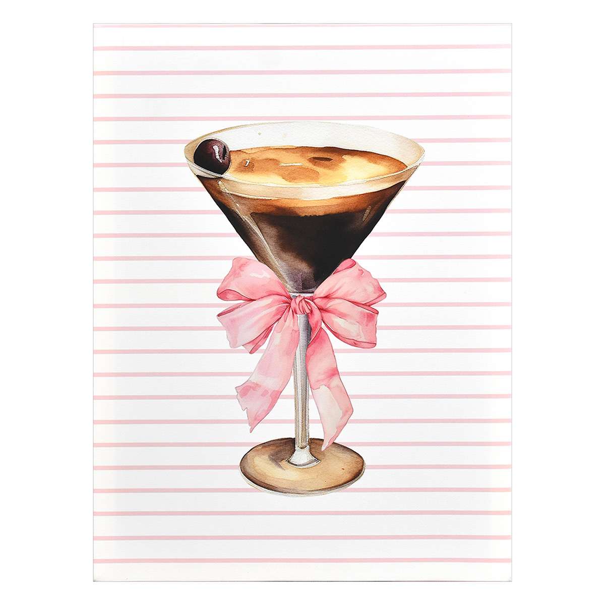 Espresso Martini with a Pink Bow Canvas Wall Art, 12x16