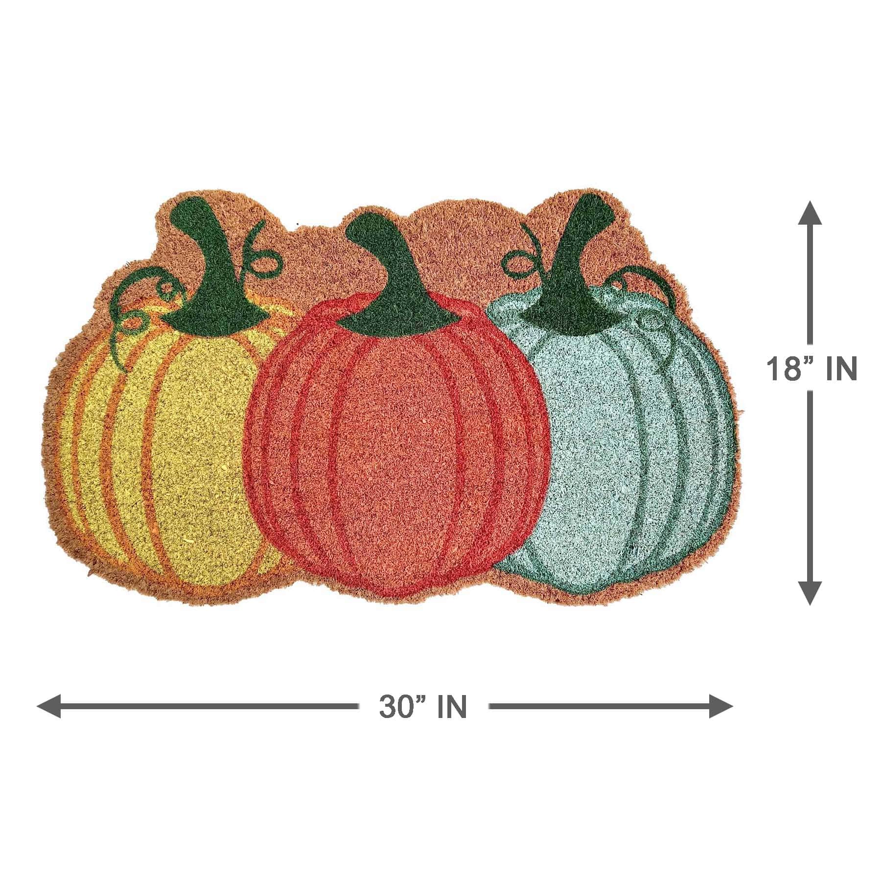 Homespun Harvest Pumpkin Trio Shaped Coir Mat, 18x30