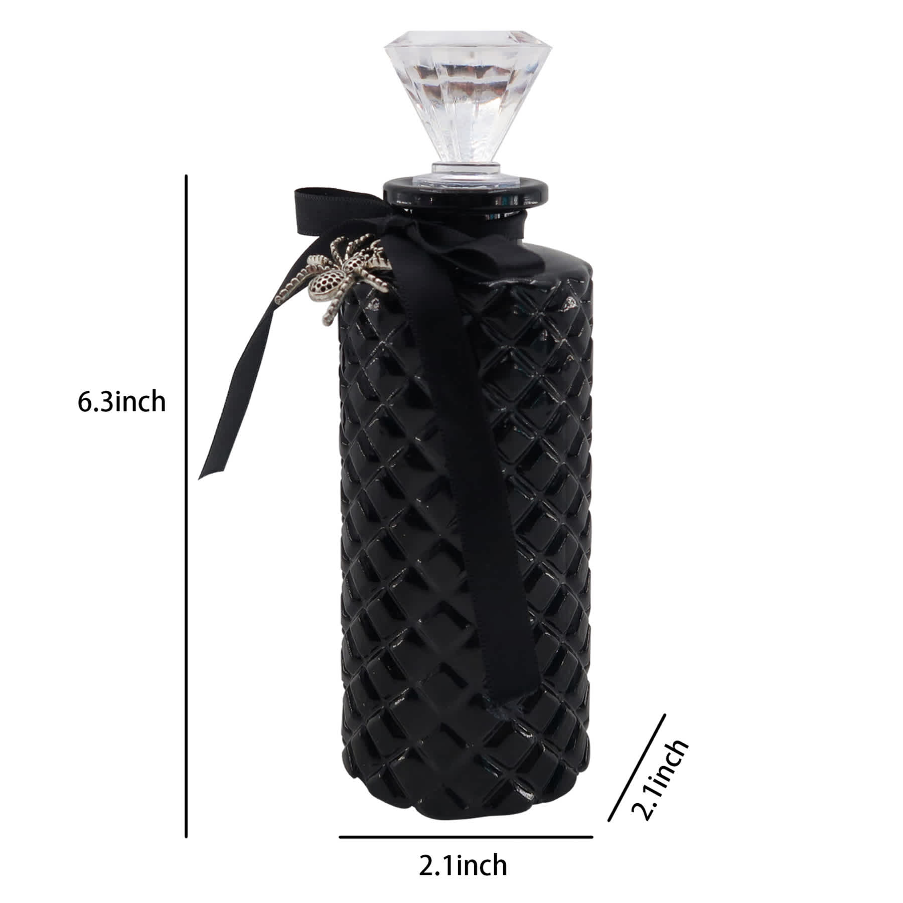 Spellbound Black Glass Potion Bottle, 6"