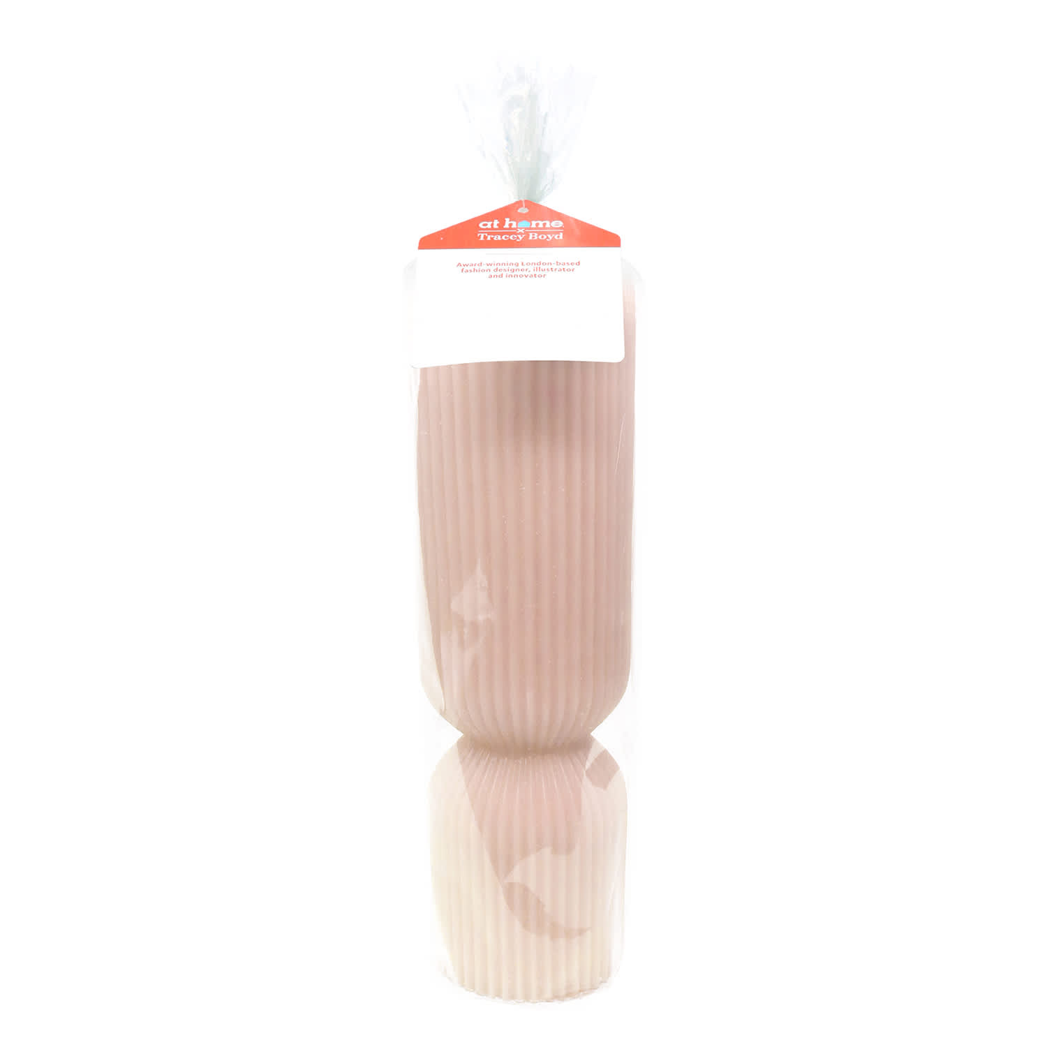 Tracey Boyd Pink Ribbed Totem Pillar Candle, 3x8
