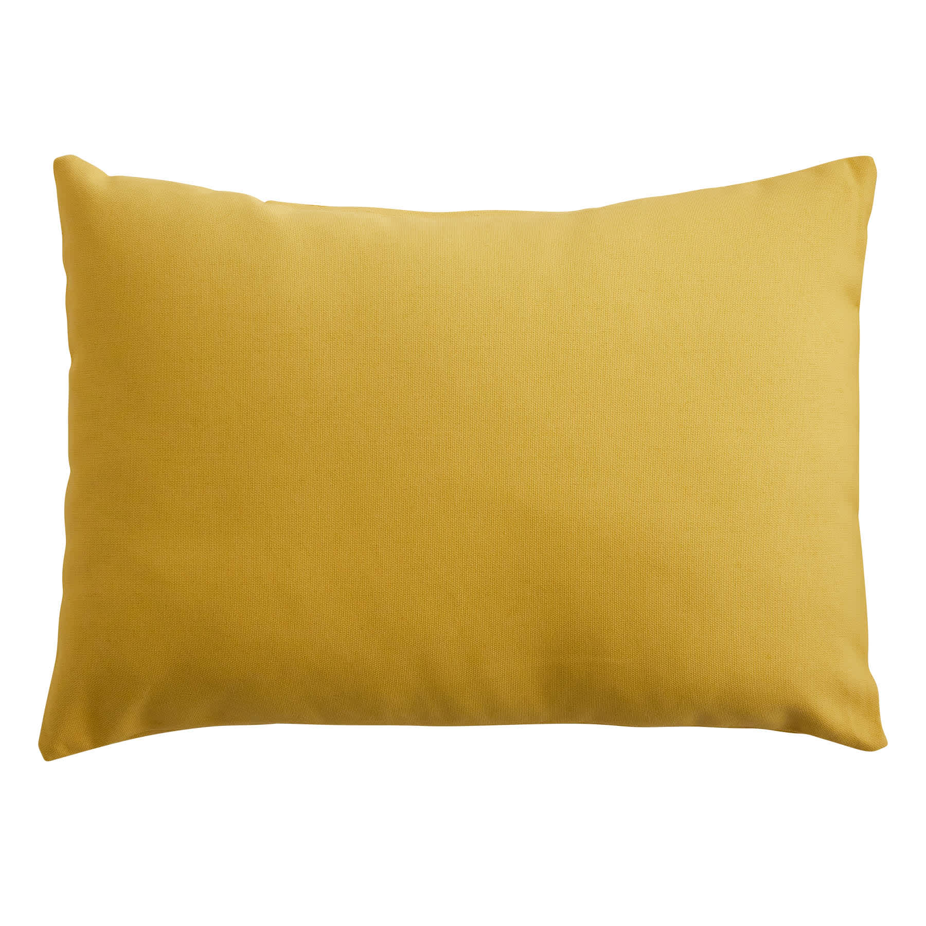 Butter Yellow Canvas Lumbar Outdoor Throw Pillow, 14x20