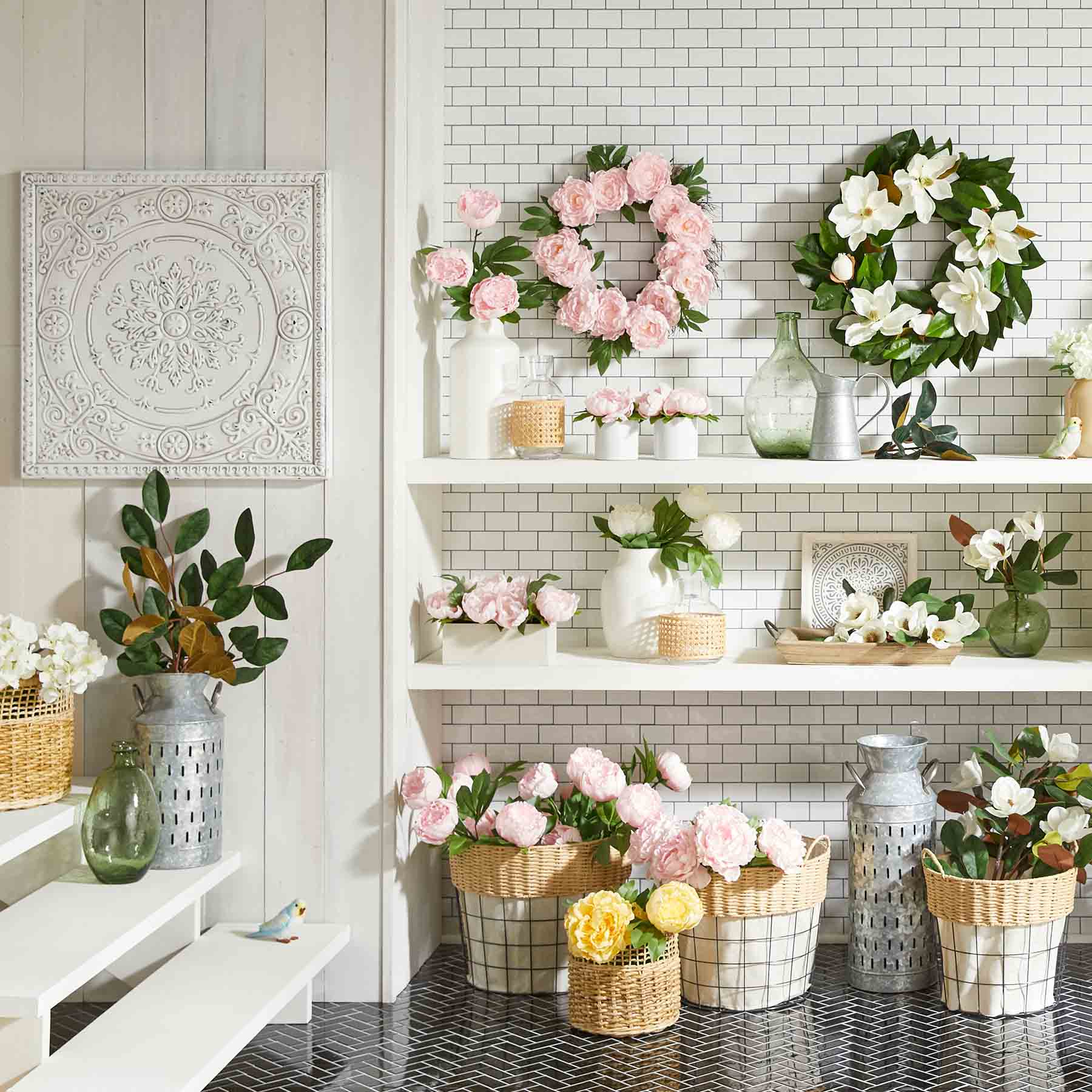 White Magnolia Floral Stem, 29.5"