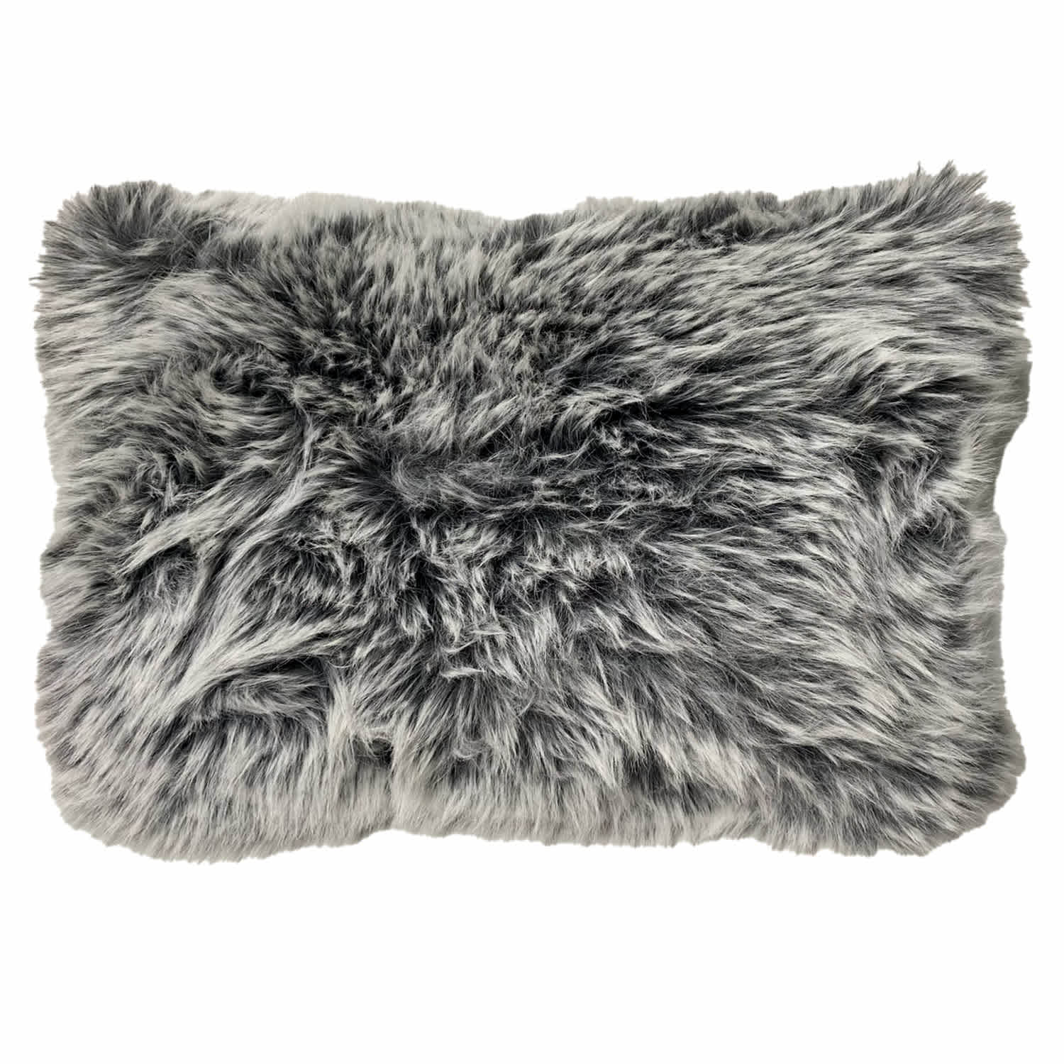 Grey Tipped Faux Fur Throw Pillow, 14x20
