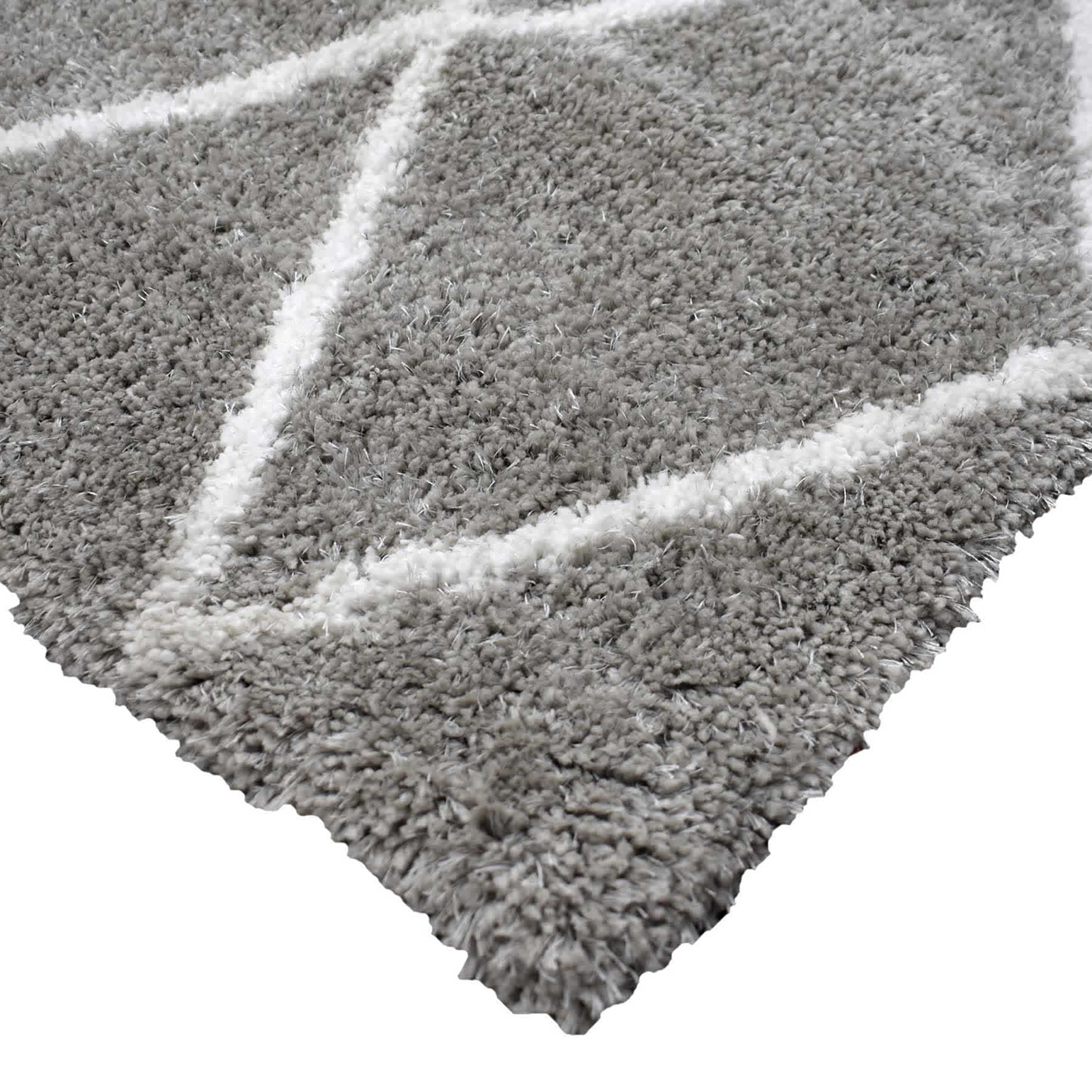(C131) Grey & White Diamond Tufted Area Rug, 5x7