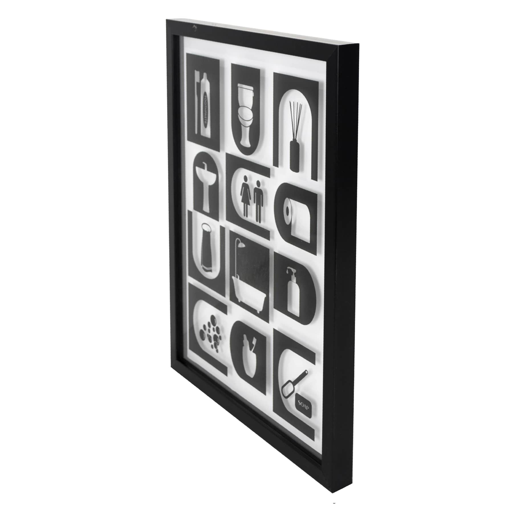 Glass Framed Bathroom Print Wall Art, 14x19