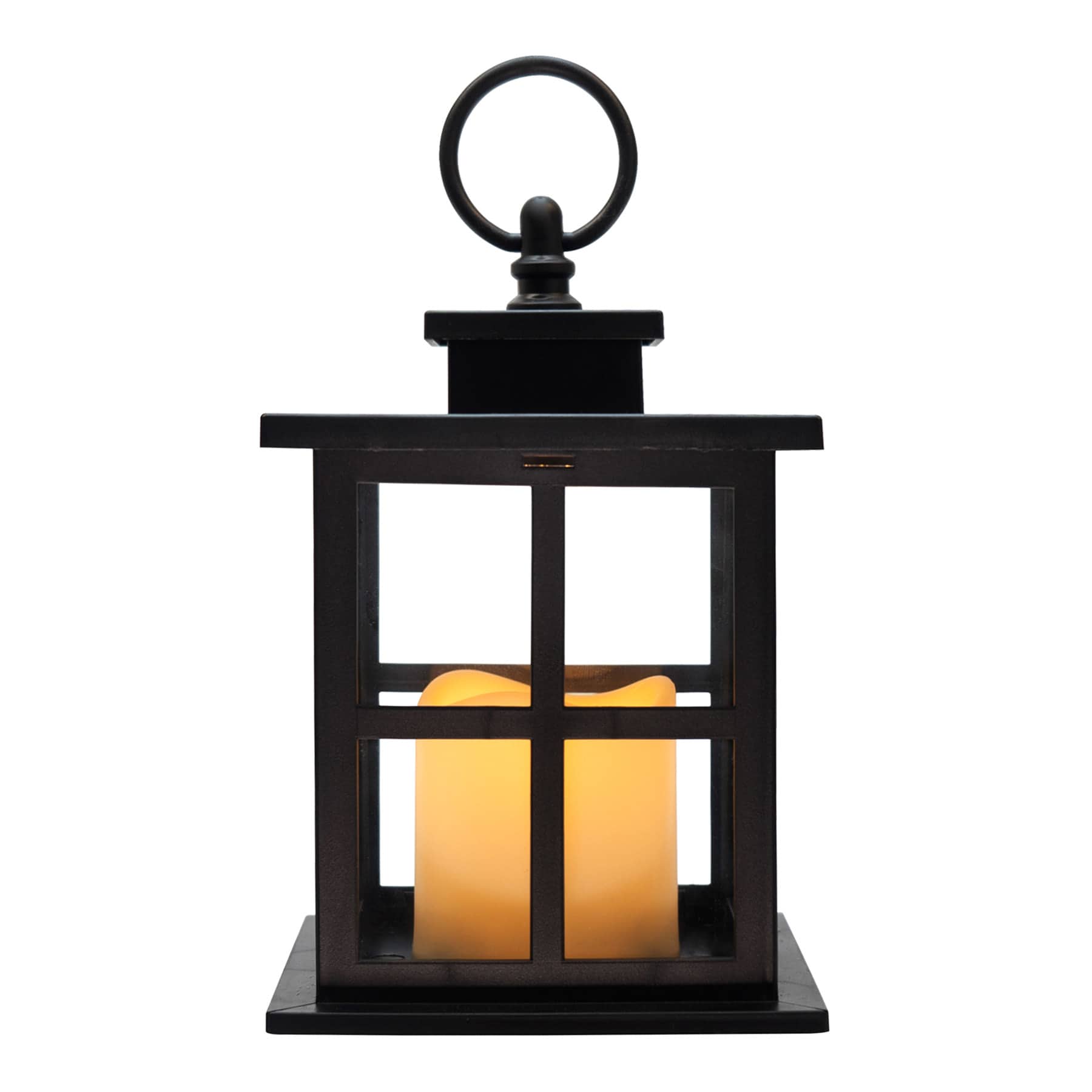 Black LED Lantern with 6 Hour Timer, 7"