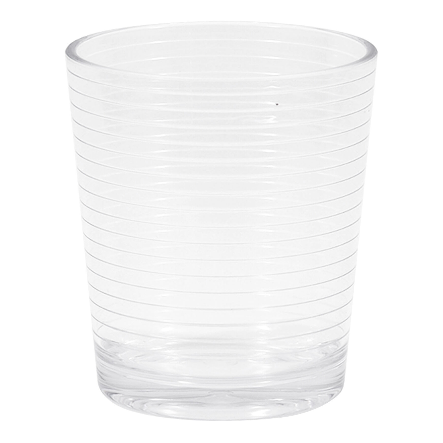 Clear Striped Acrylic Double Old Fashioned Glass