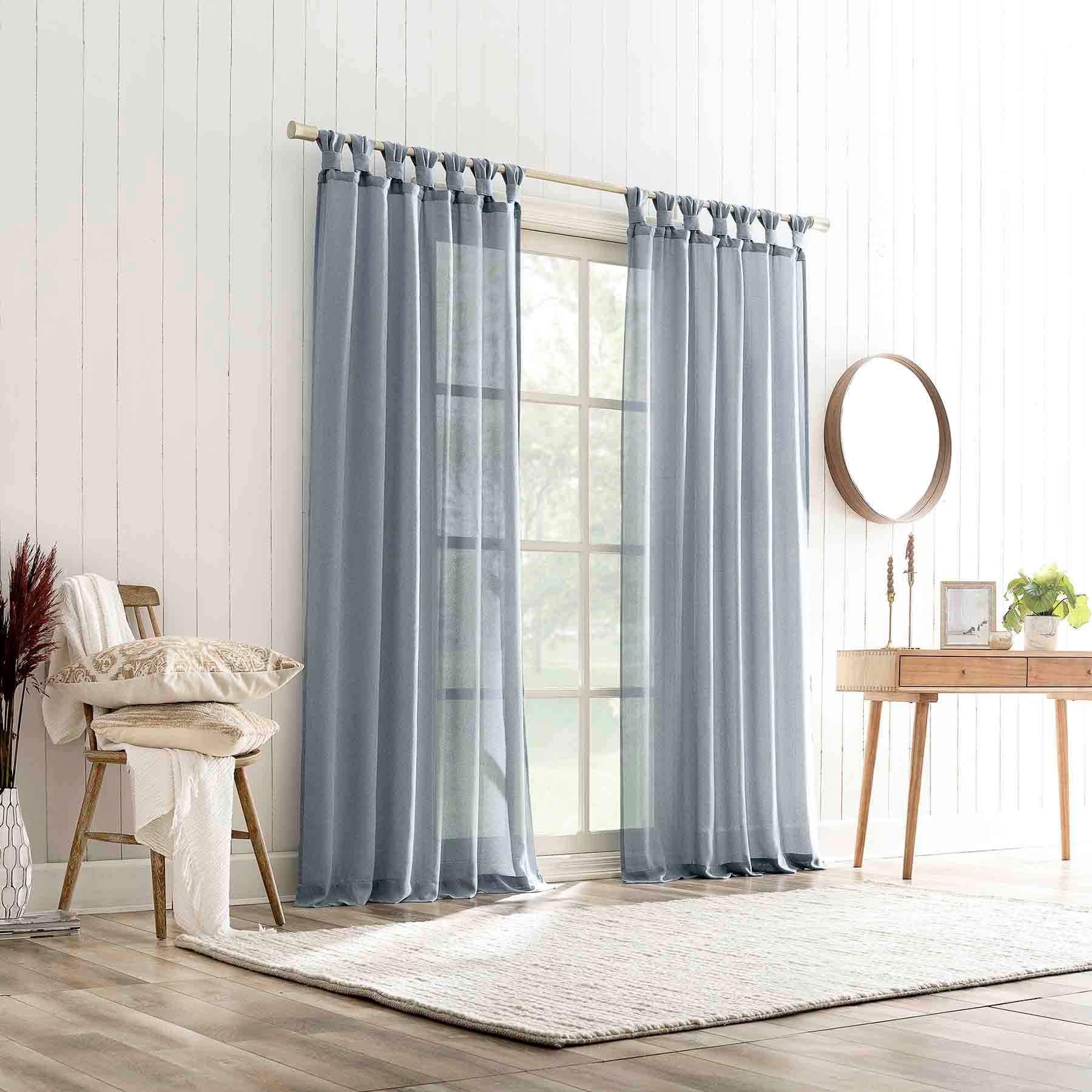 Harrison Denim Sheer Tab Loop Single Curtain Panel, 84"