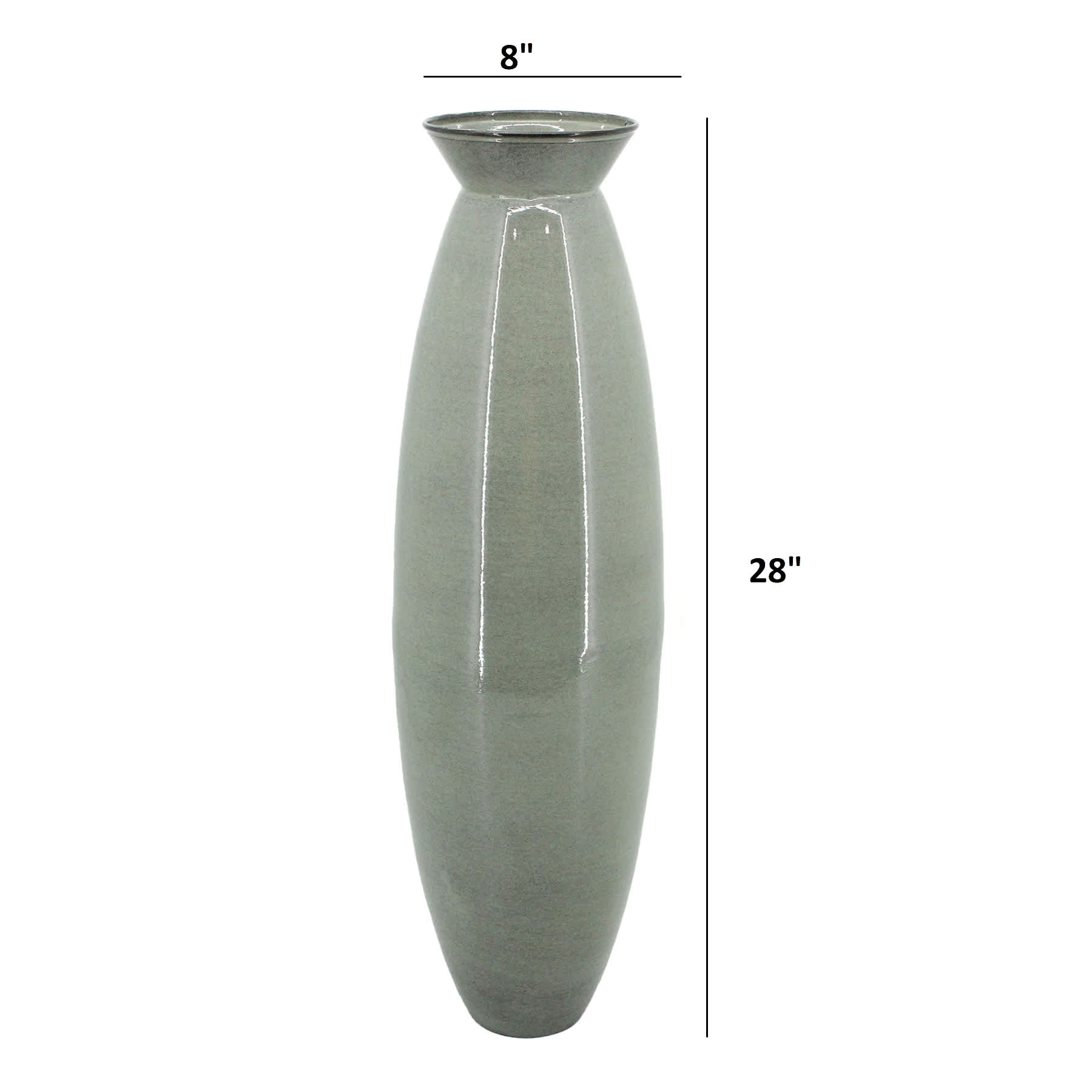 Green Metal Vase, 28"