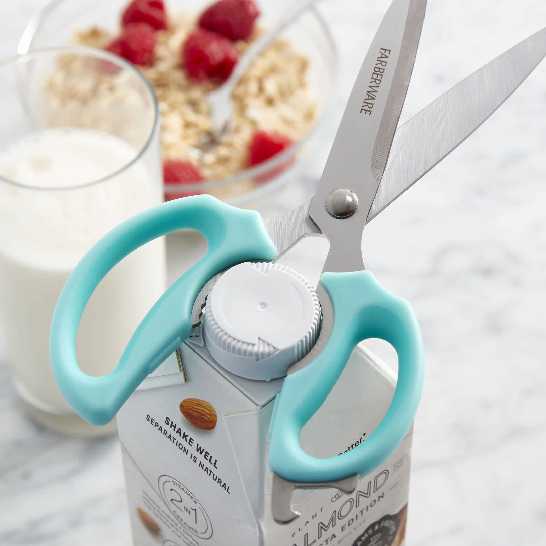 Farberware 2-Piece Comfort Grip Kitchen Scissors, Aqua & Grey