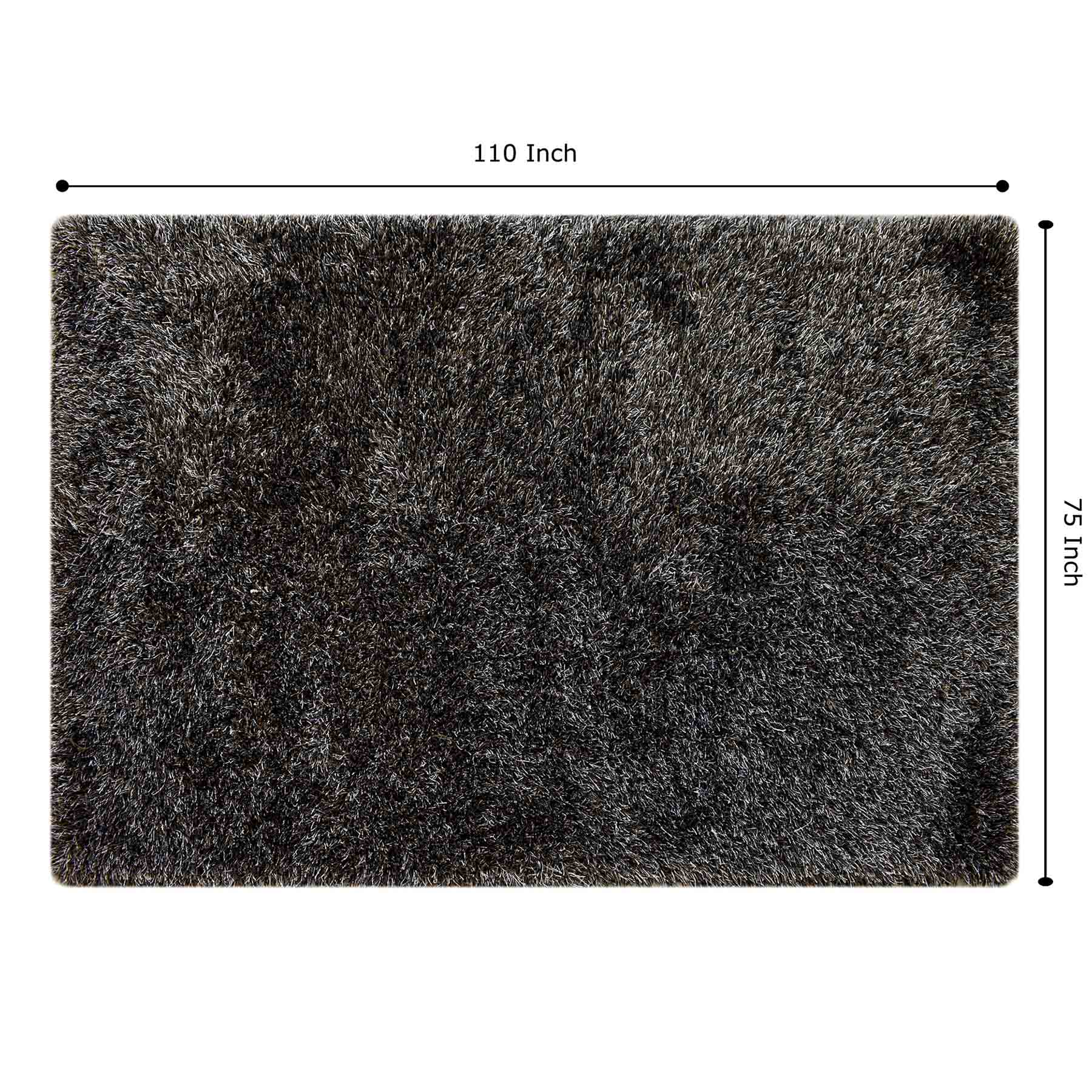 (C198) Eve Silver & Black Shag Area Rug, 6x9